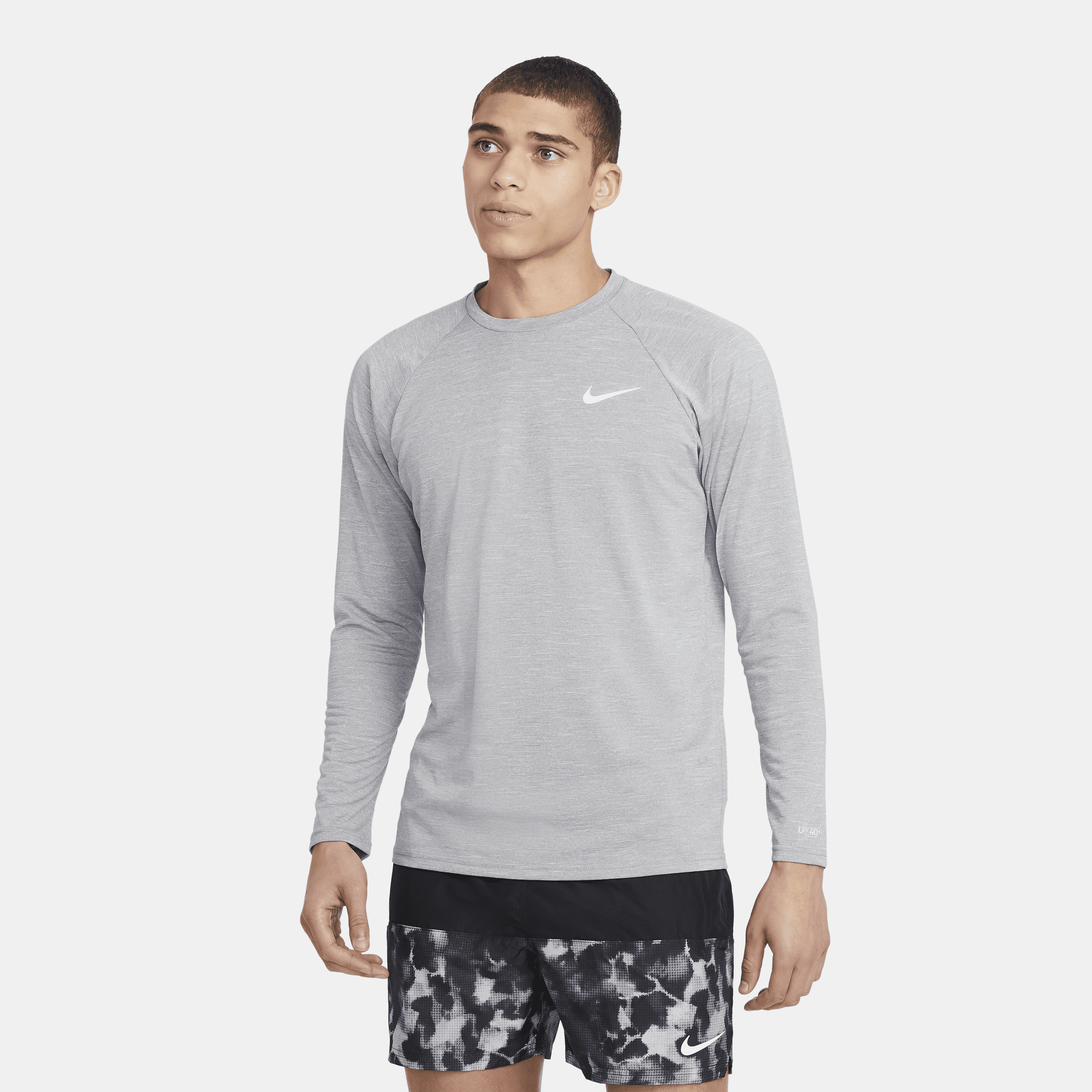 Nike Men's Dri-Fit Long Sleeve Heather Rashguard in Gray (ESSA590) | Size 2XL | HisRoom.com