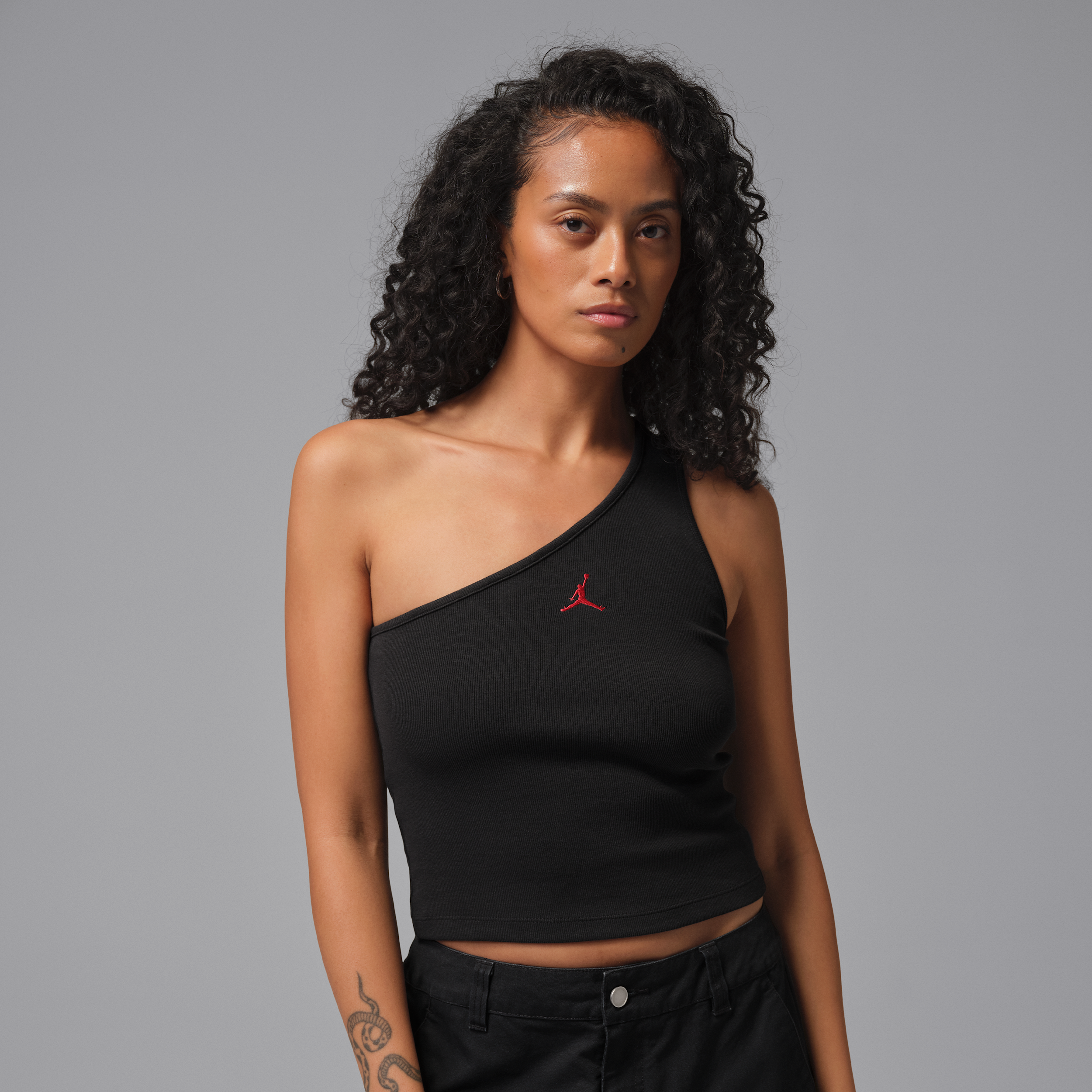 Women's Jordan Flight Asymmetrical Tank Top in Black | IO9545-010