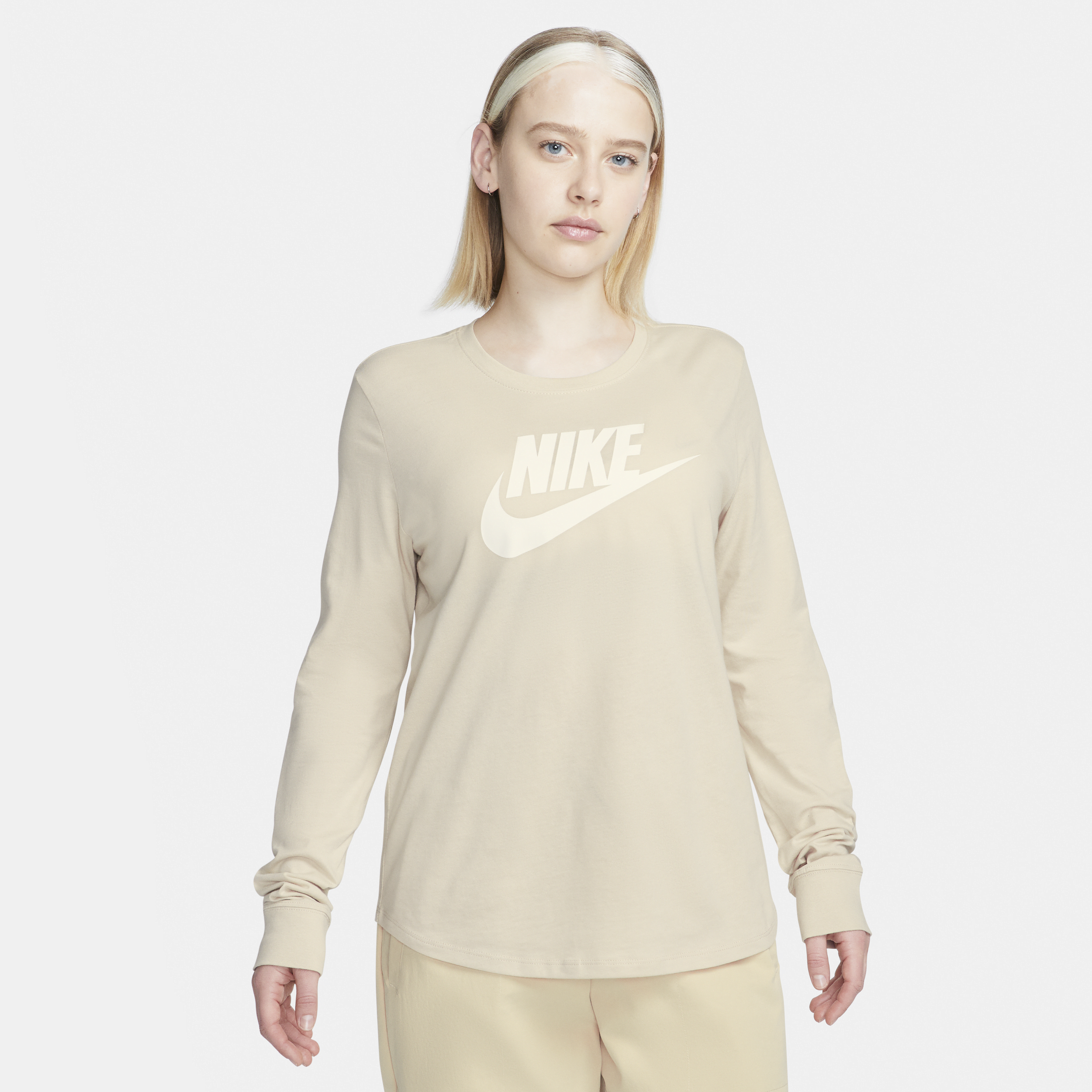 Nike Women's  Sportswear Essentials Long-sleeve Logo T-shirt In Brown