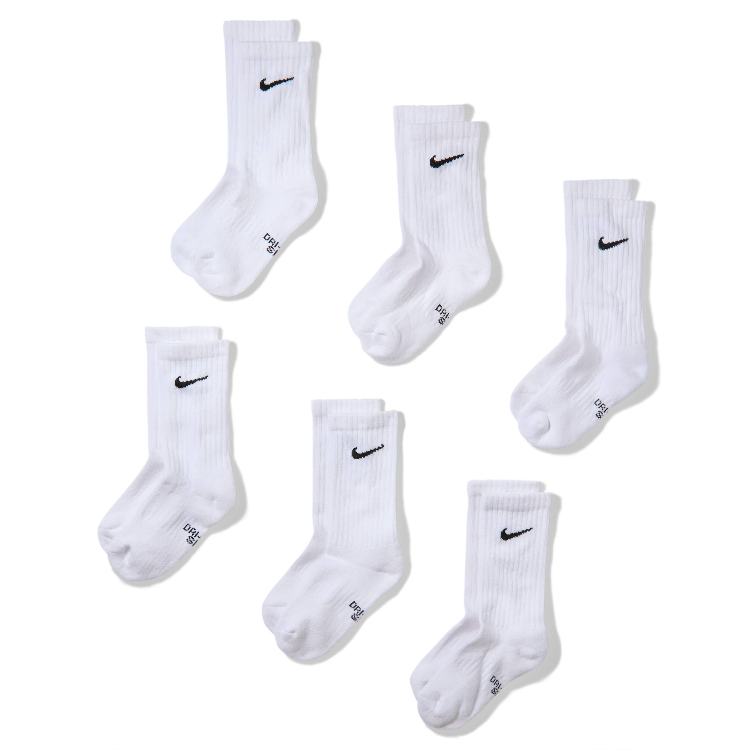 Nike Boys 6 Pack Cushioned Crew Socks - Boys' Grade School - White / Black Size M