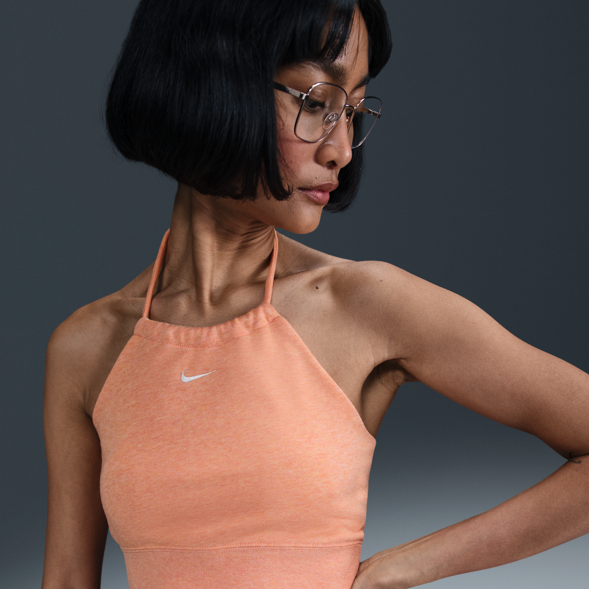 Nike Women's  Sportswear Chill Terry Slim Cropped French Terry Halter Top In Orange