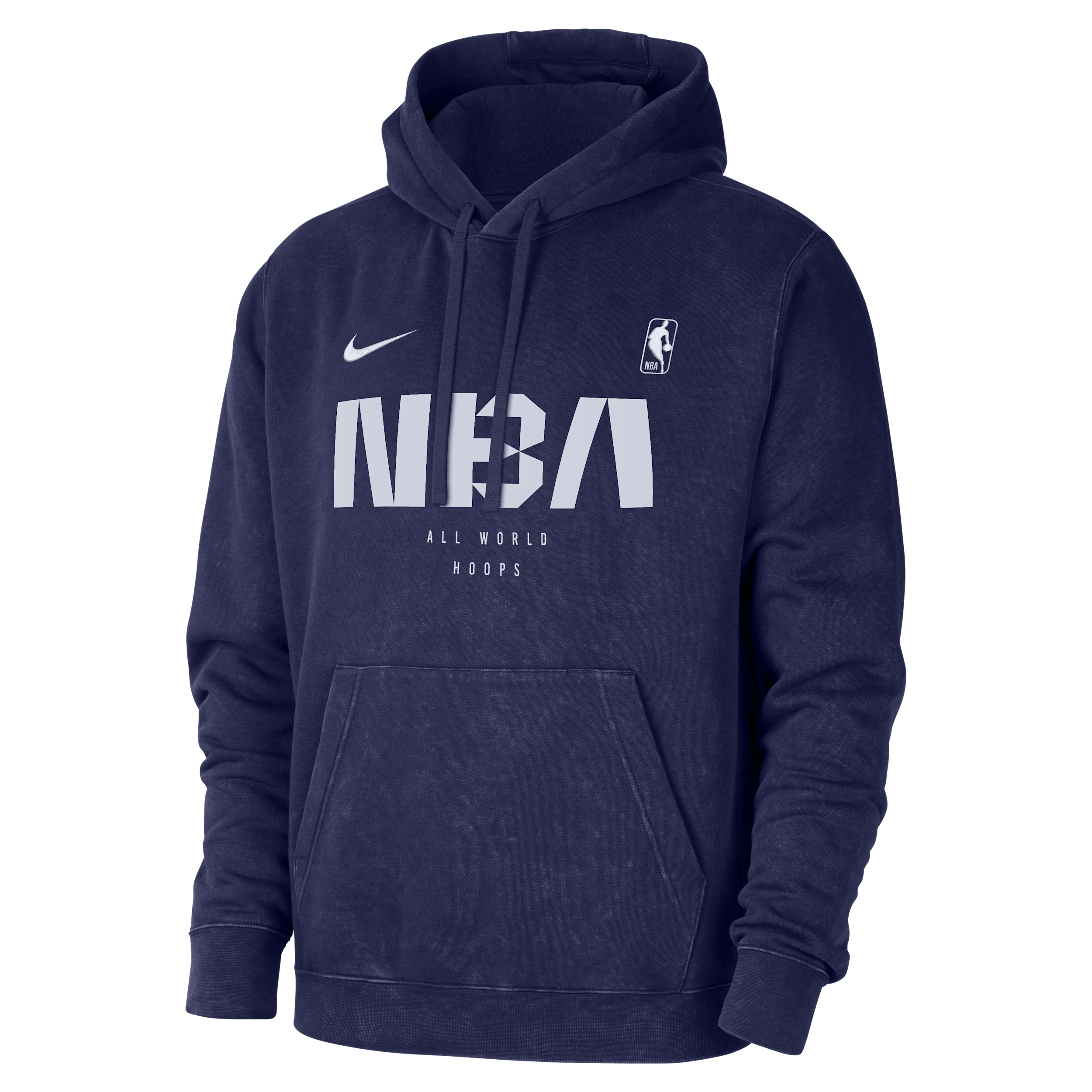 Nike Men's Blue Nba All World Hoops Club Washed Pullover Hoodie - Blue