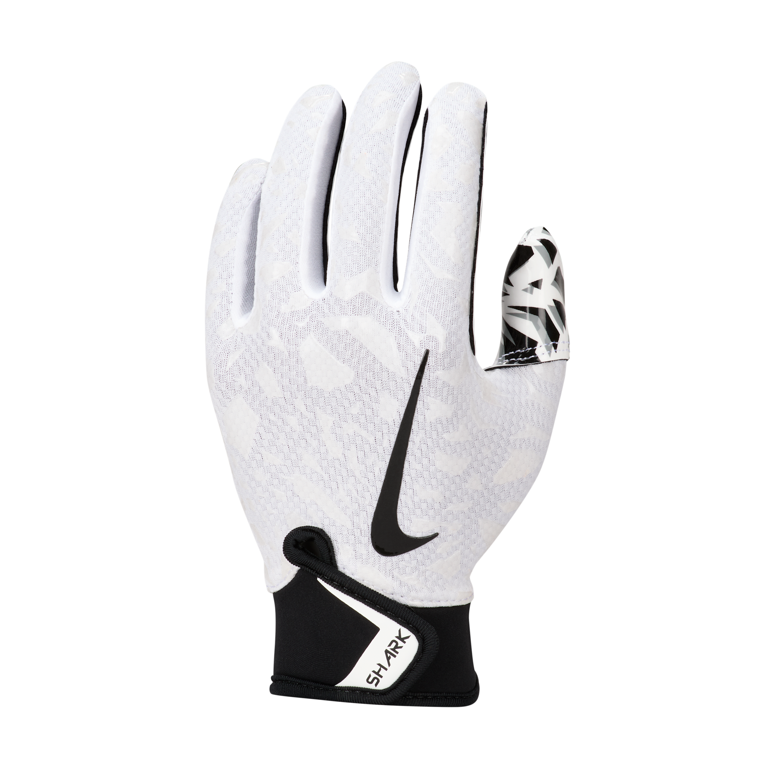 Nike Pee Wee Shark 2.0 Football Gloves, Medium/Large, White/White/Black