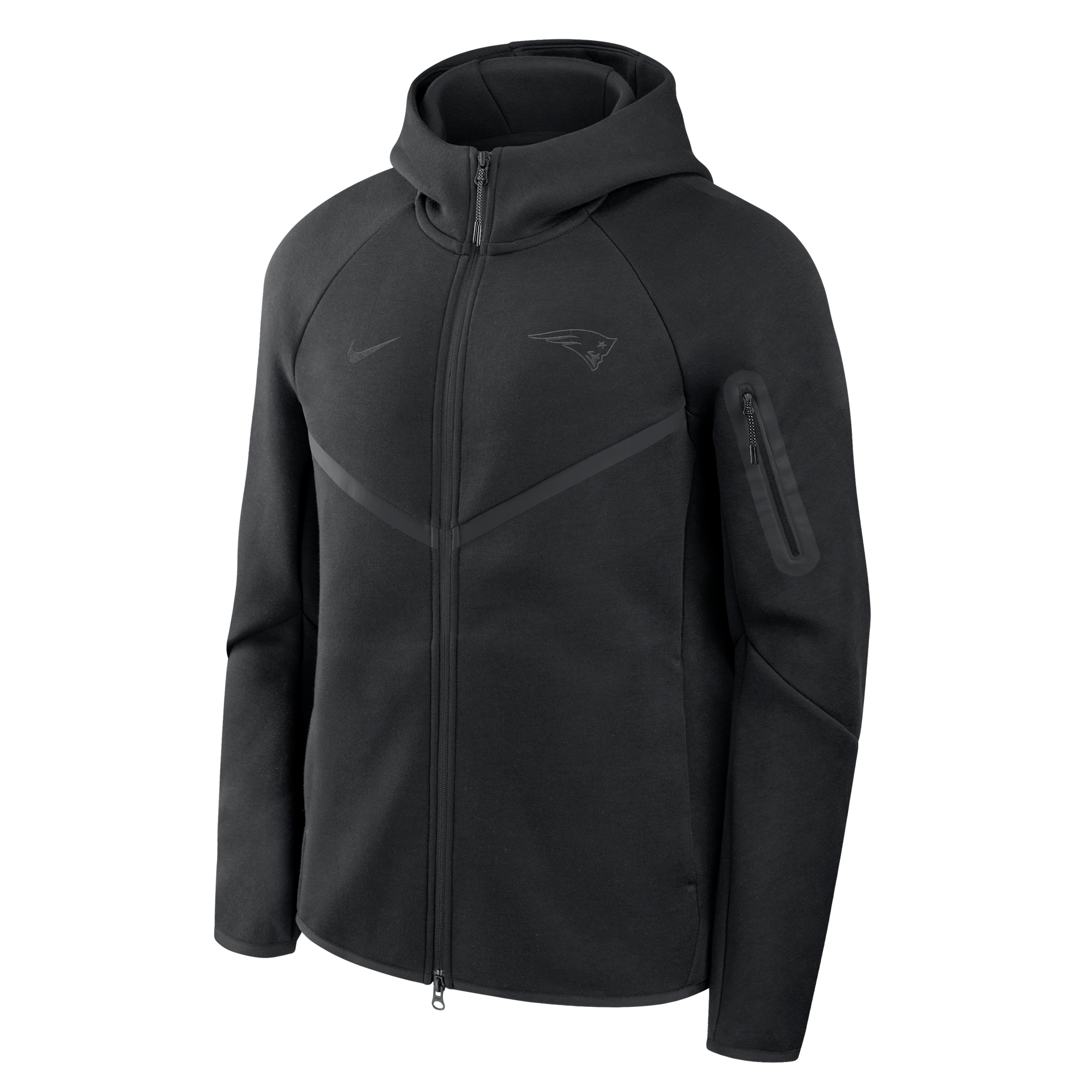 New England Patriots Top Billing Tech Fleece Windrunner Nike Men's NFL Full-Zip Hooded Jacket in Black | 05L4912Z8K-R3D