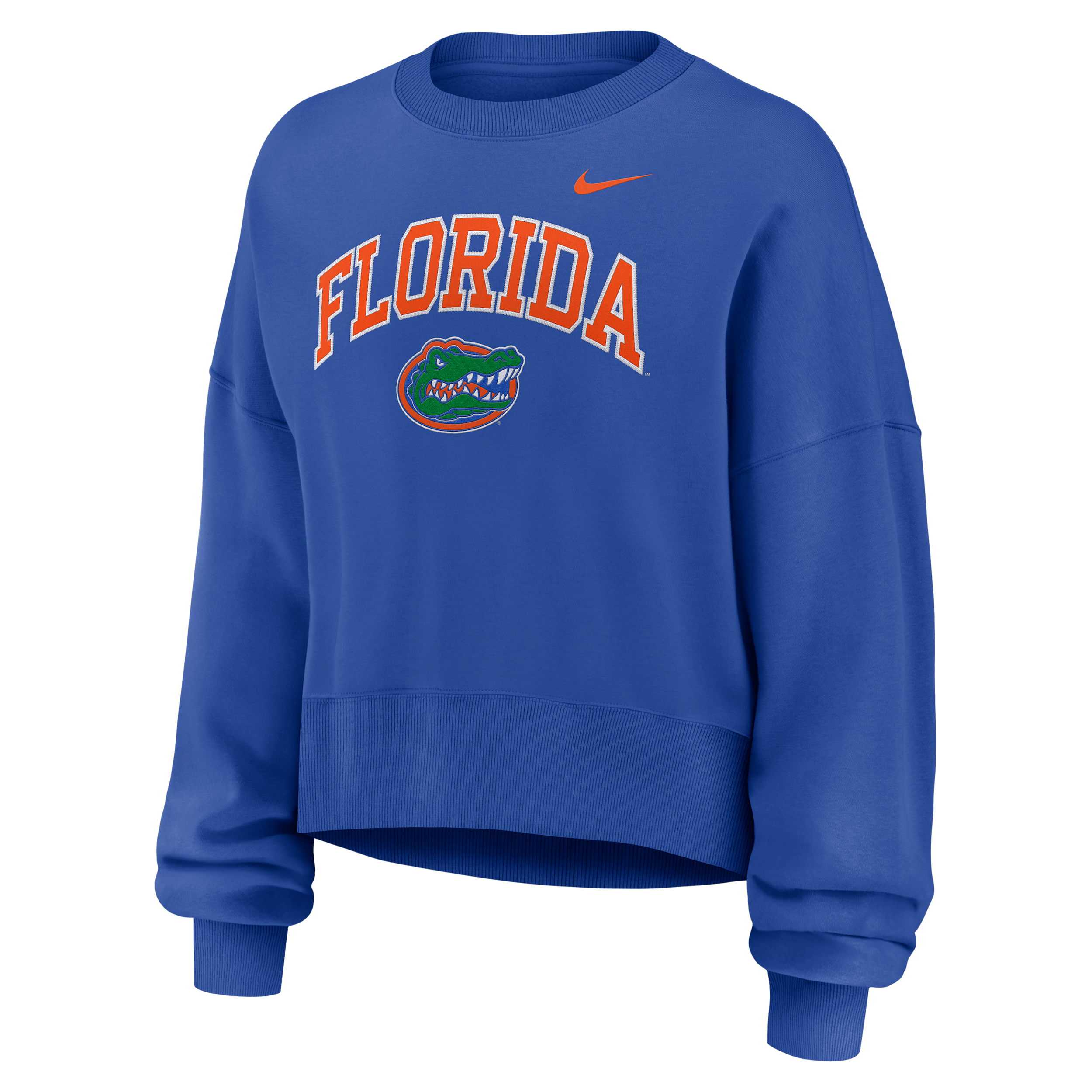 Nike Women's Florida Gators Game Royal Phoenix Arch Oversized Crew Pullover Sweatshirt, XL, Blue