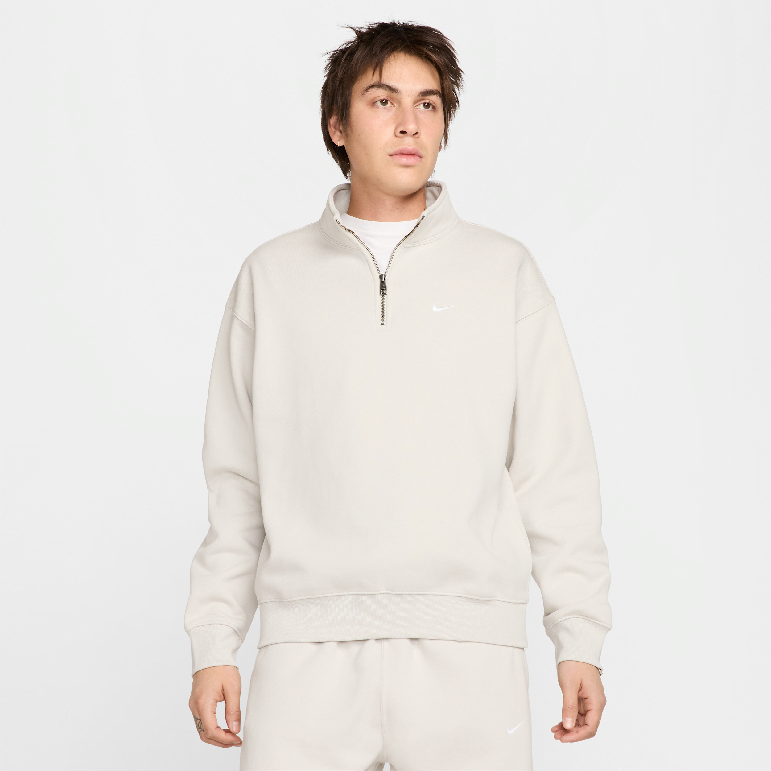 Nike Men's Solo Swoosh 1/4-zip Top In Grey