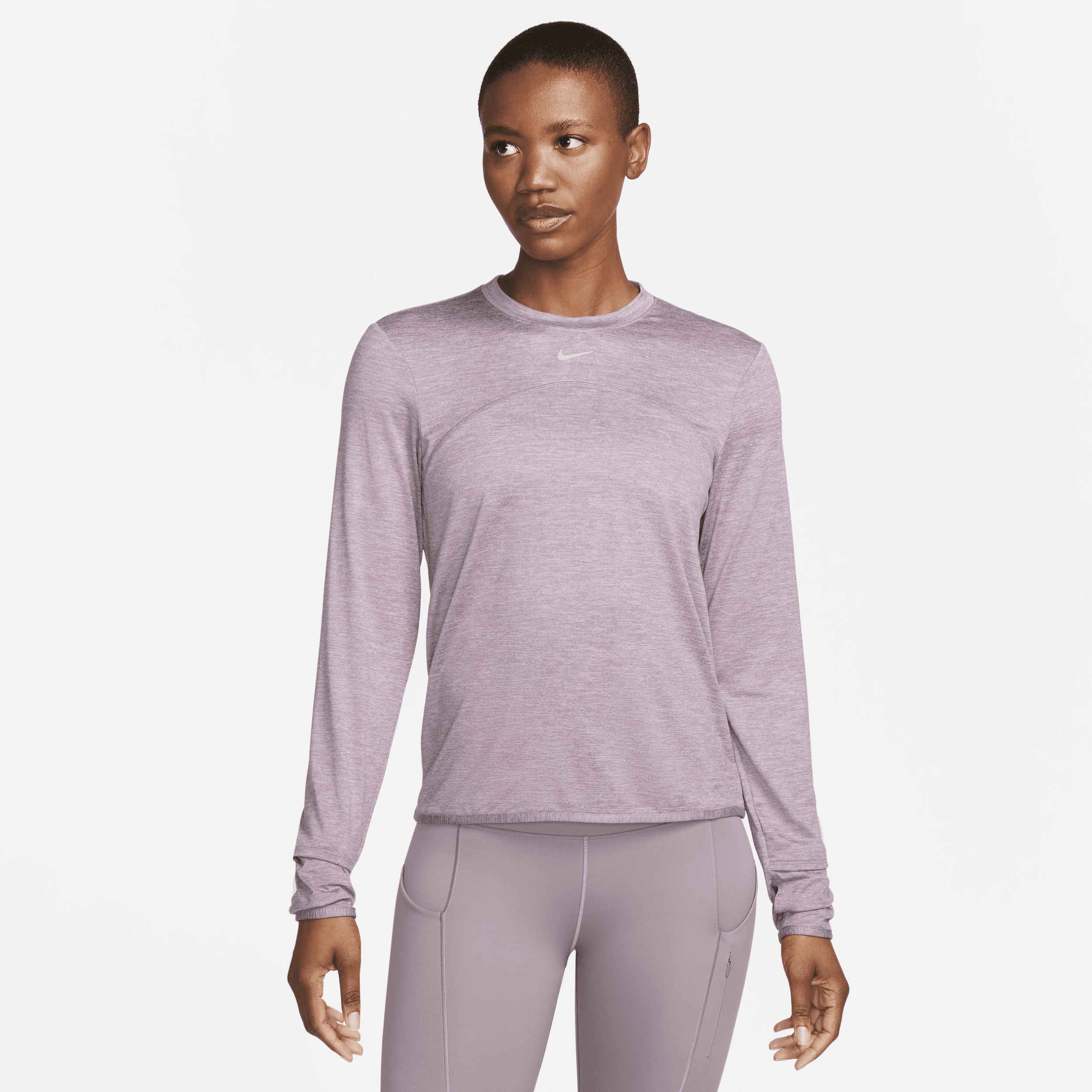 Shop Nike Women's Dri-fit Swift Element Uv Crew-neck Running Top In Purple