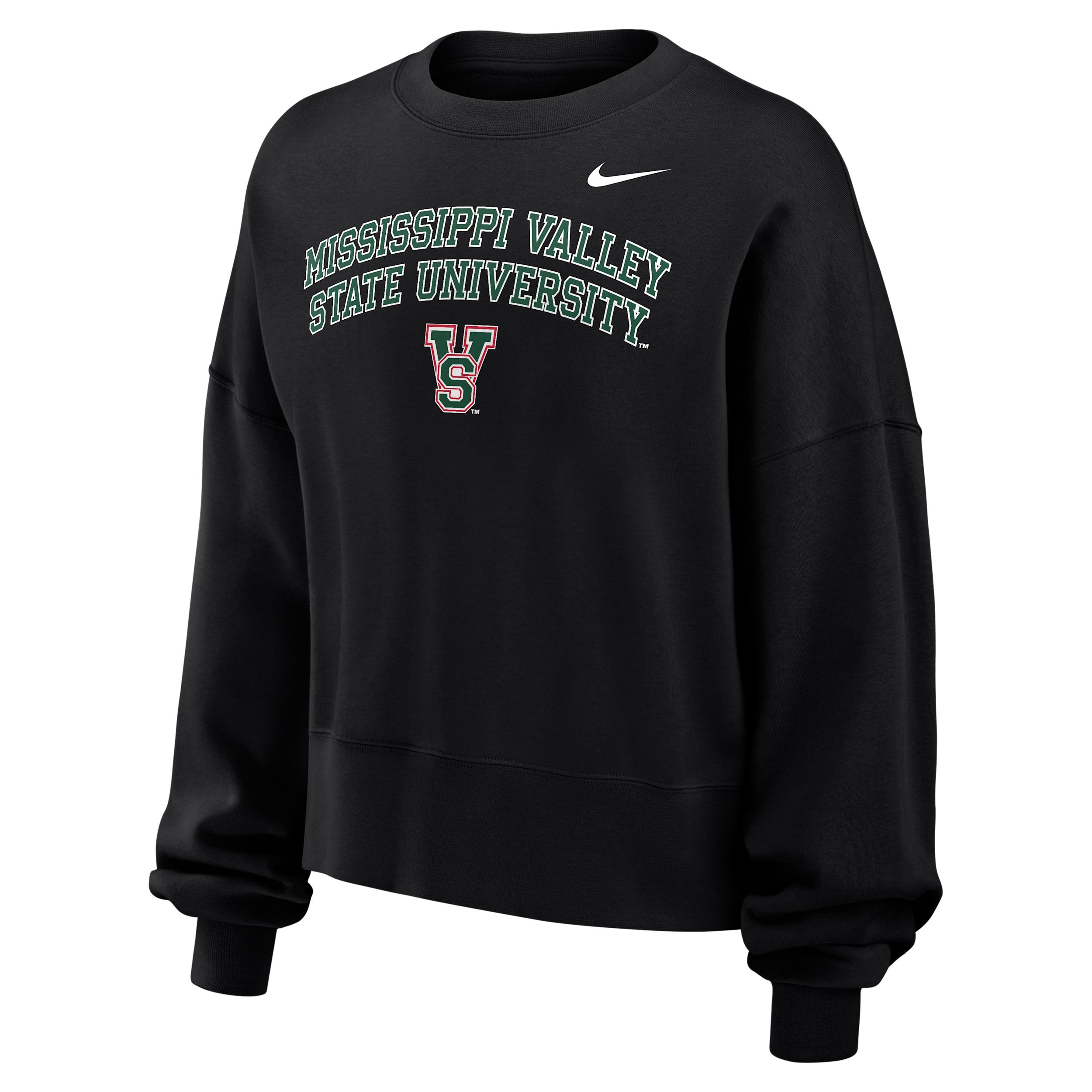 Nike Women's College (Mississippi Valley State University) Phoenix Fleece Crewneck Sweatshirt in Black | W33302MVSU26-BLK