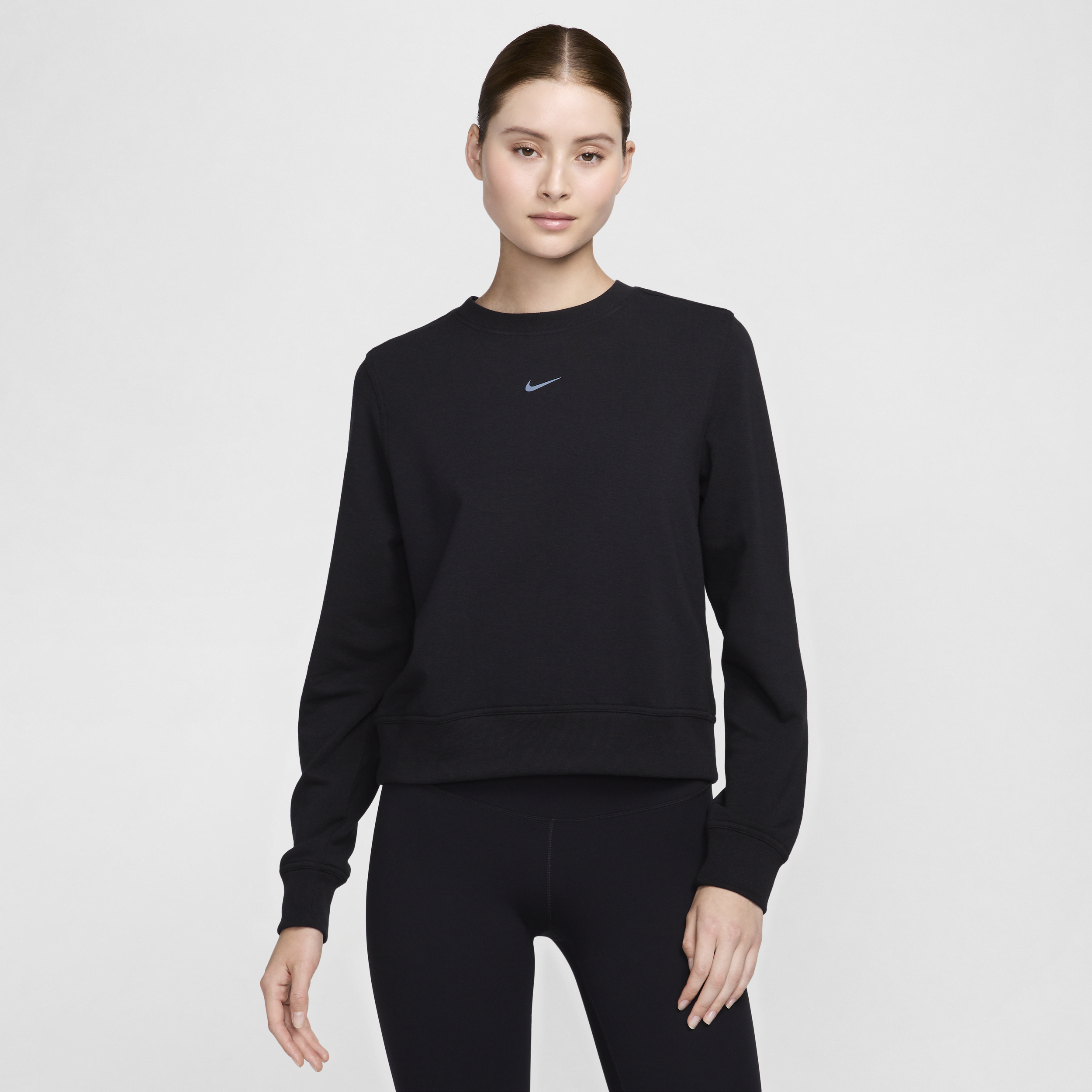 Nike Women's Dri-fit One Crew-neck French Terry Sweatshirt In Black