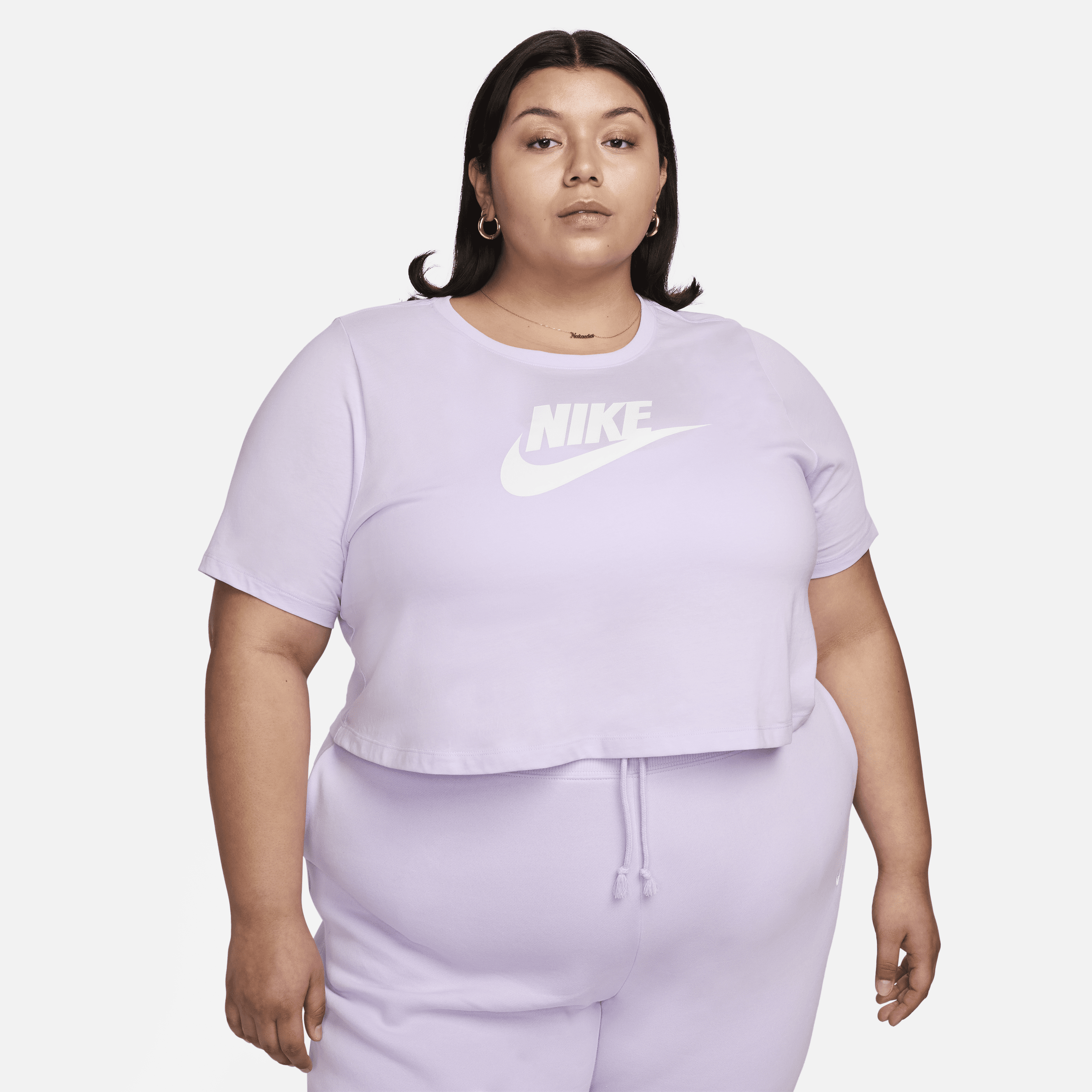 Shop Nike Women's  Sportswear Essential Cropped Logo T-shirt (plus Size) In Purple