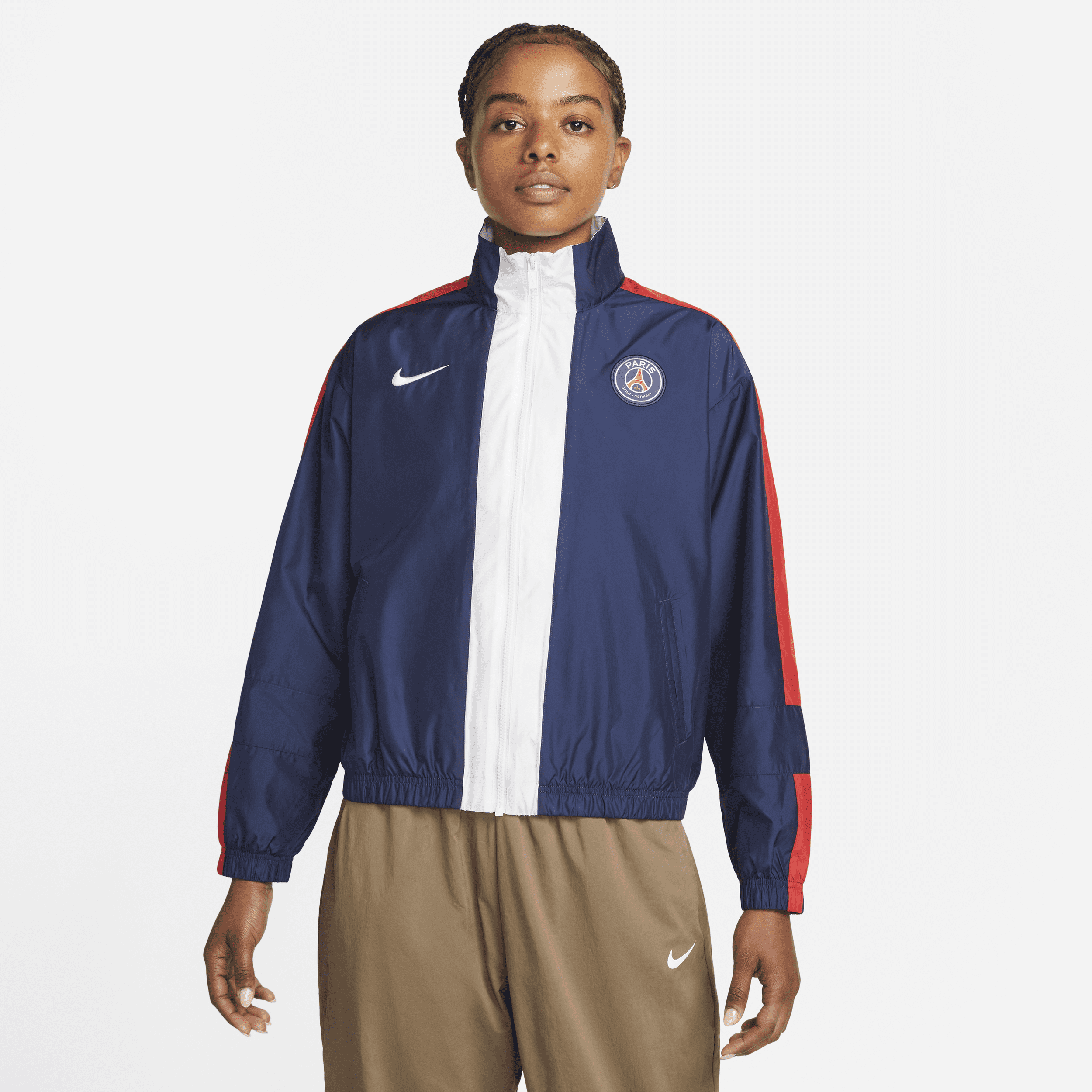 Shop Nike Paris Saint-germain Essential  Women's Full-zip Soccer Jacket In Blue