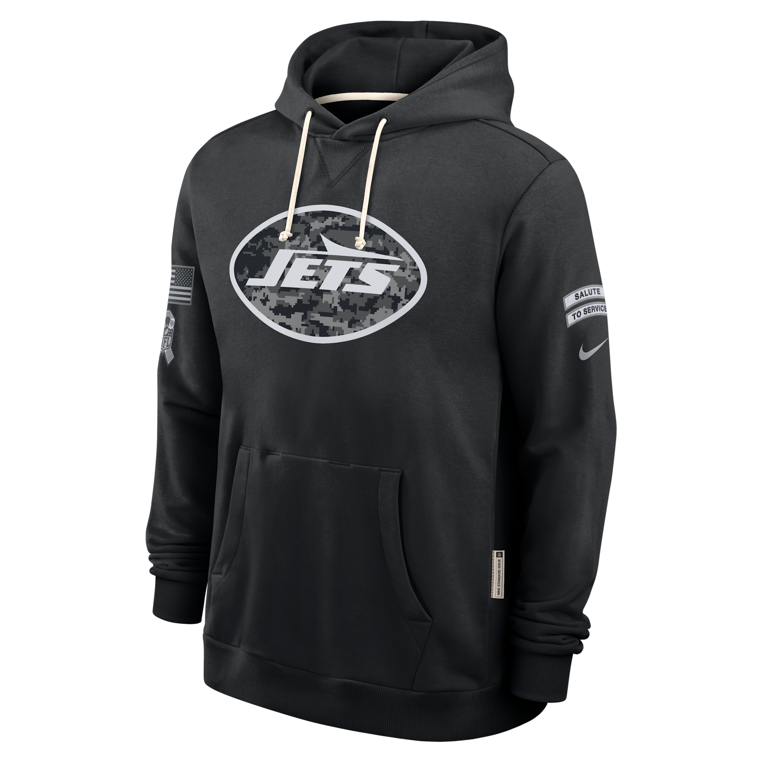 New York Jets Salute to Service Sideline Nike Men's Dri-FIT NFL Pullover Hoodie in Black | 03AZ00AA2P-CYB