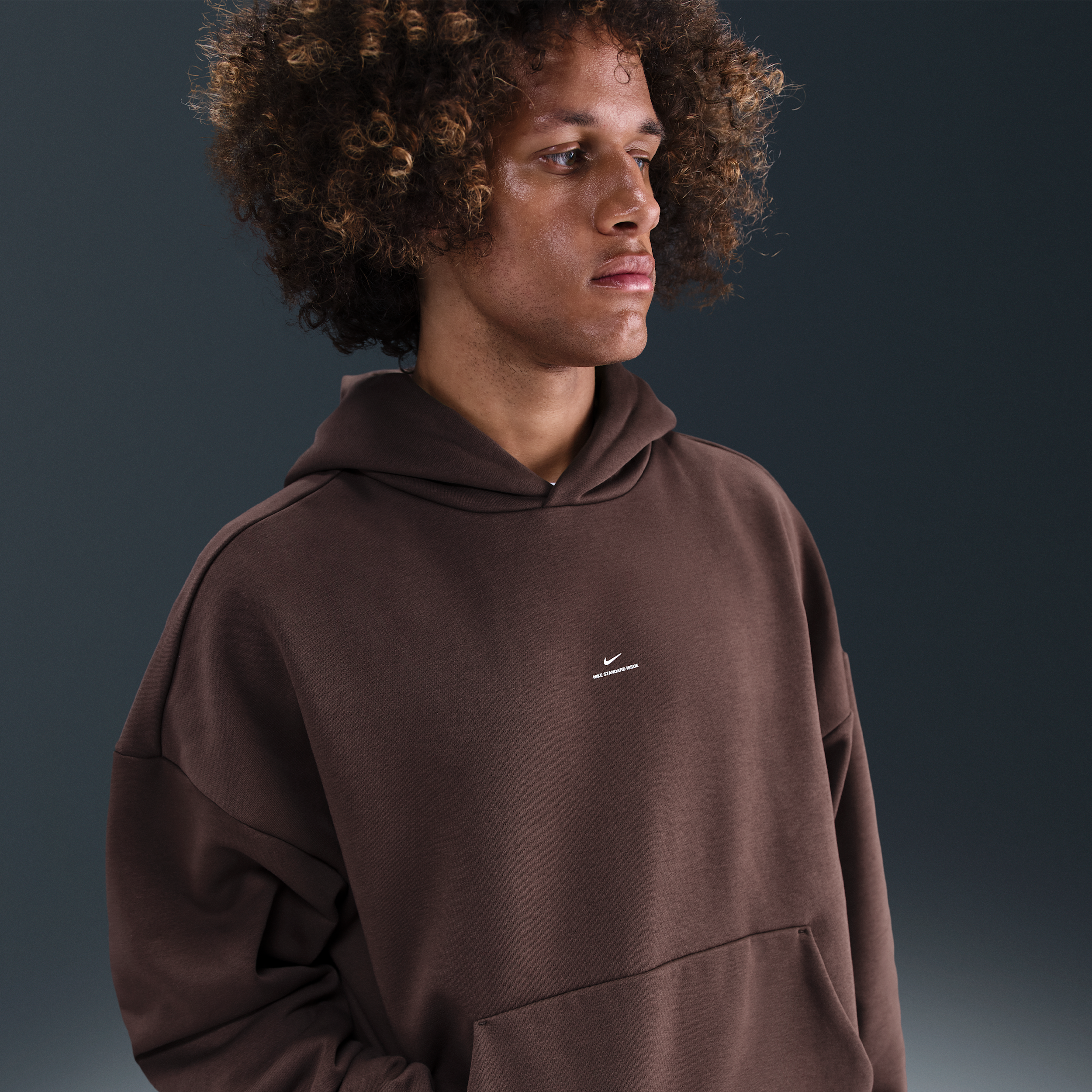 Nike Men's Standard Issue Therma-FIT Brushed Basketball Pullover Hoodie in Brown | IM5918-237