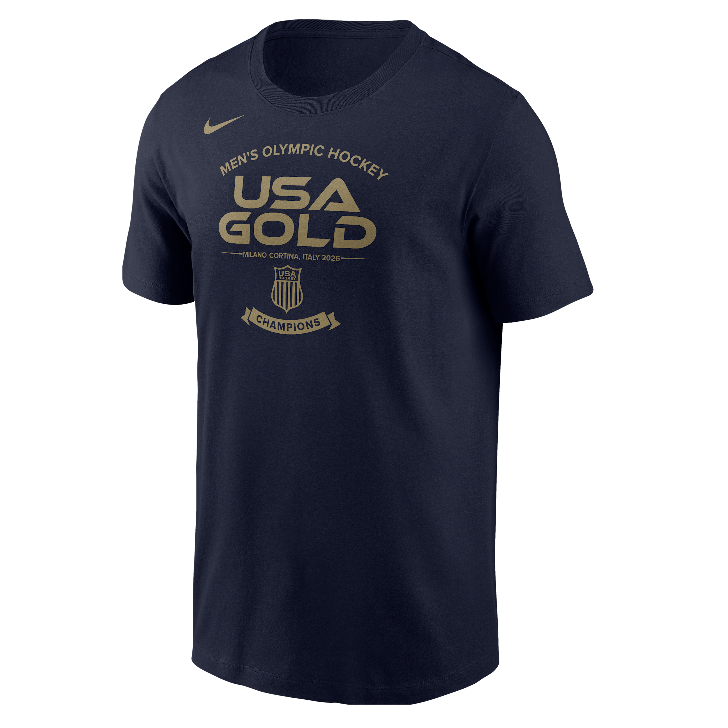 Nike Men's Navy Men's Usa Hockey 2026 Winter Gold Medal Core T-Shirt - Navy