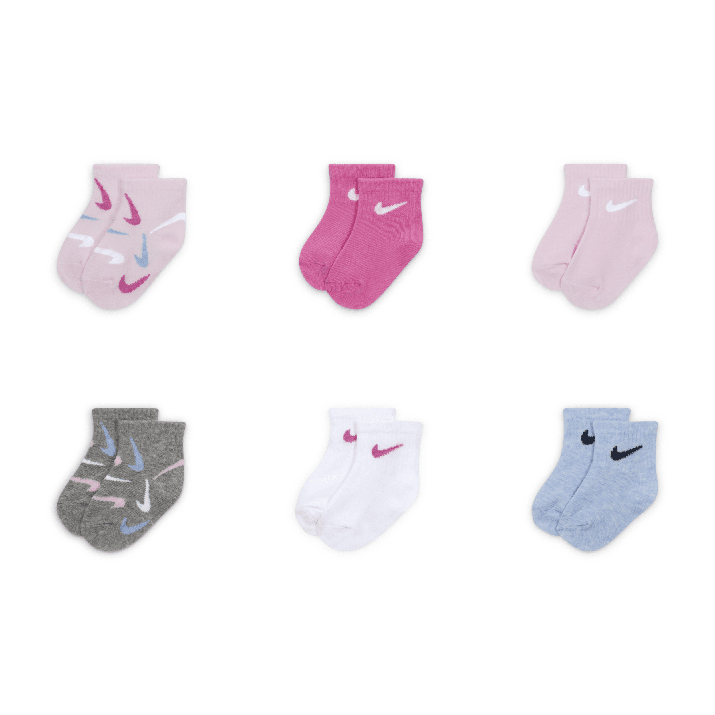 Nike Assorted 6-pack Ankle Socks In Multicolor