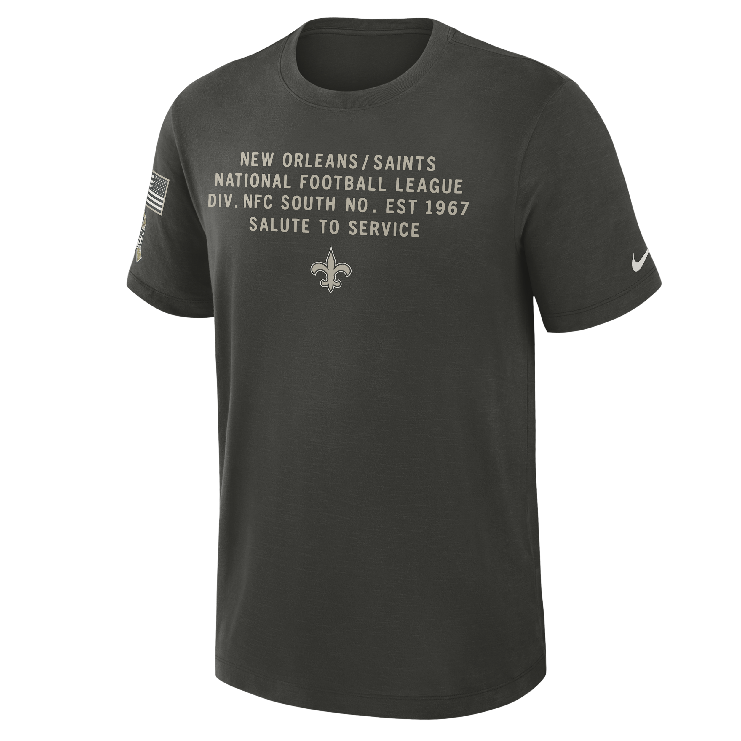 Nike New Orleans Saints Salute To Service Slub  Men's Dri-fit Nfl T-shirt In Green