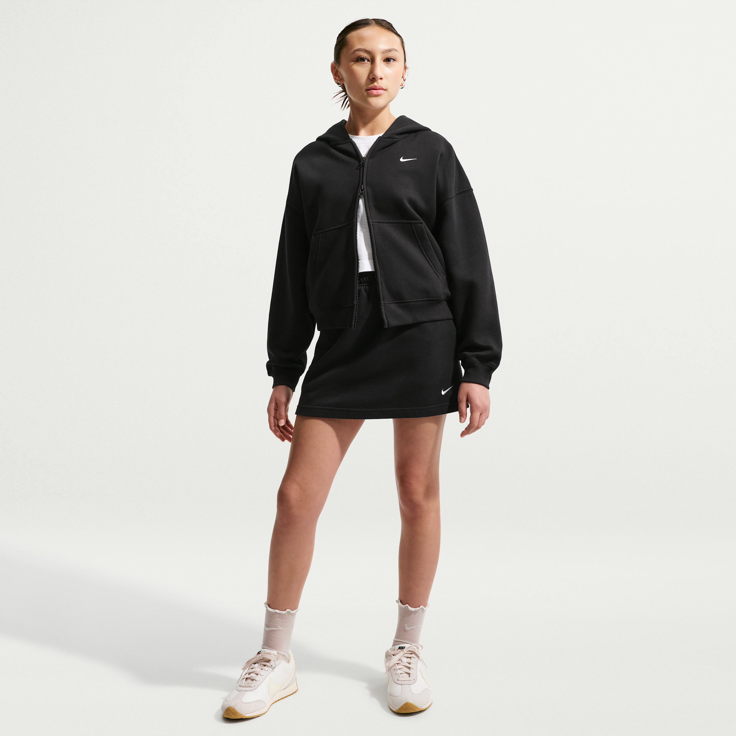 Nike Sportswear Studio Fleece Big Kids' (Girls') French Terry Skirt in Black | IM5364-010