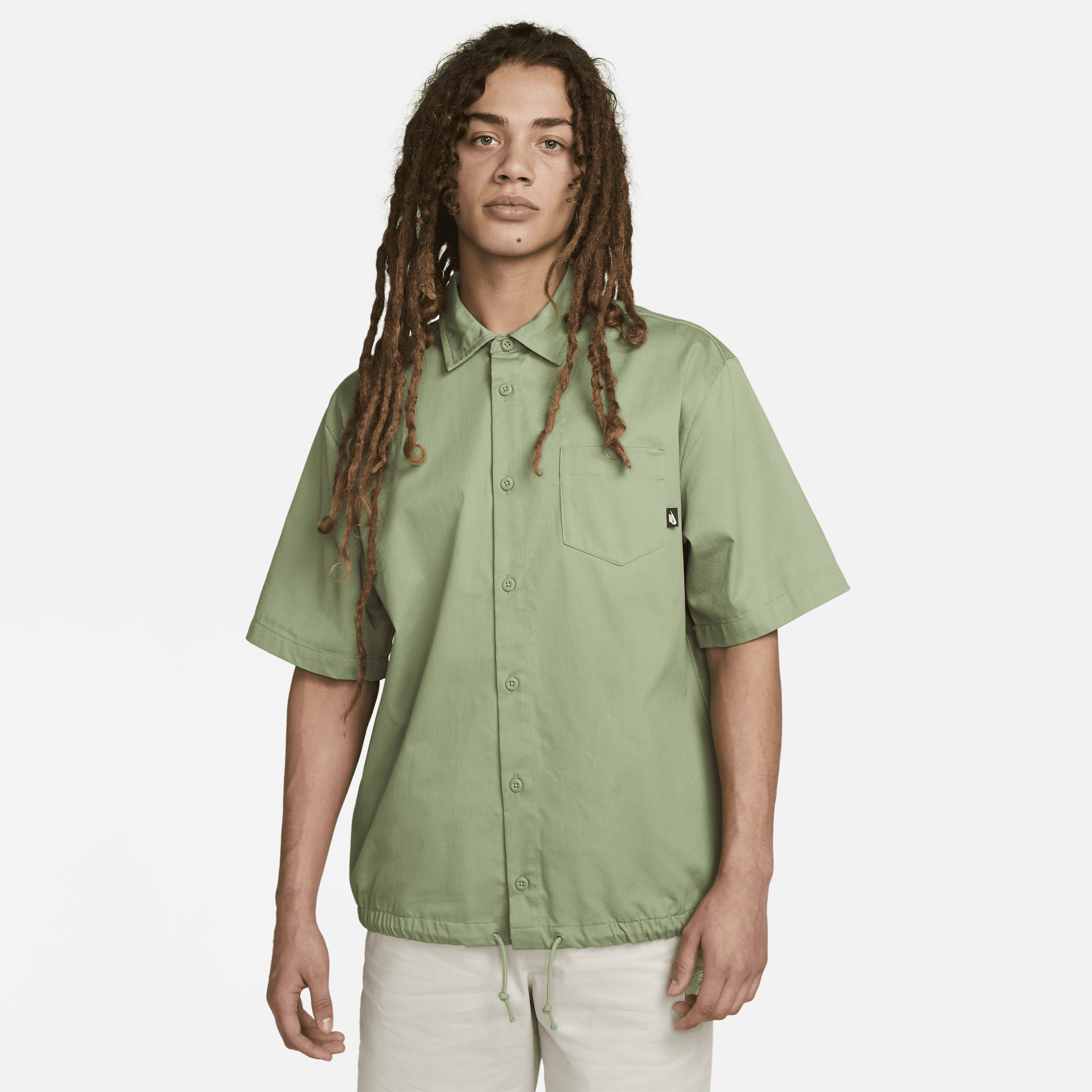 Nike Men's Club Button-down Short-sleeve Top In Green