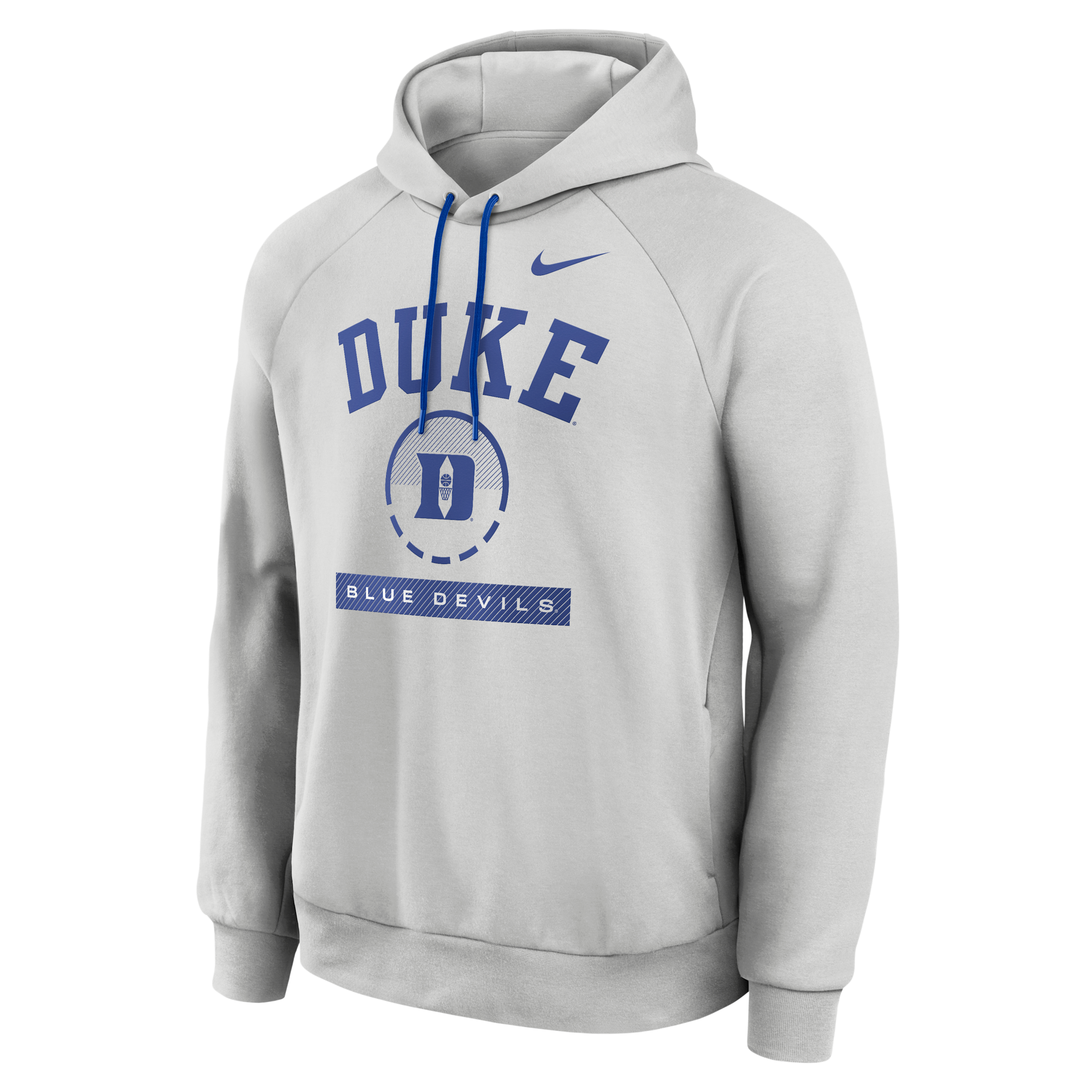 Nike Men's Gray Duke Blue Devils Courtside Practice Dri-fit Raglan Fleece Hoodie - Gray