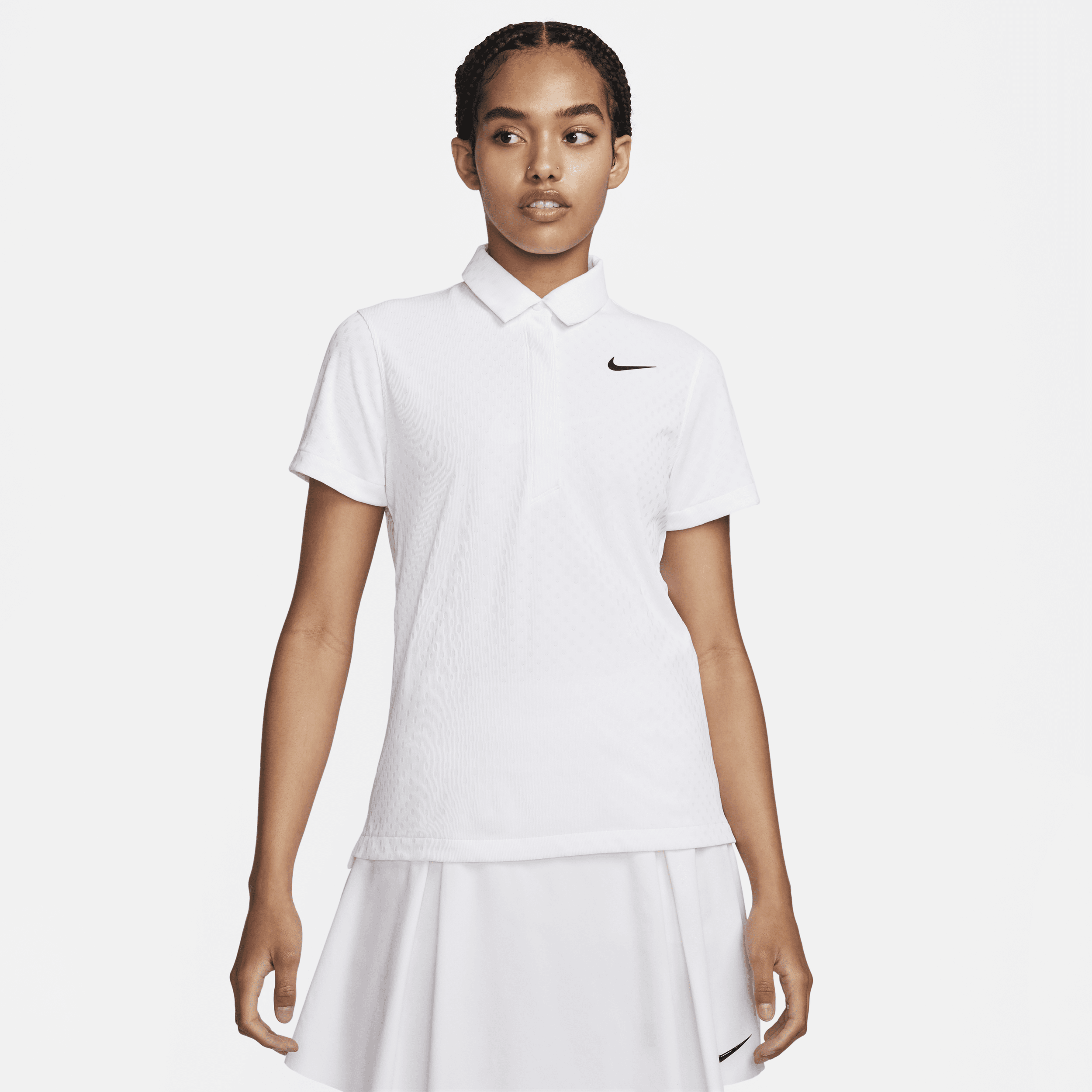 Nike Women's Tour Dri-fit Adv Short-sleeve Golf Polo In White
