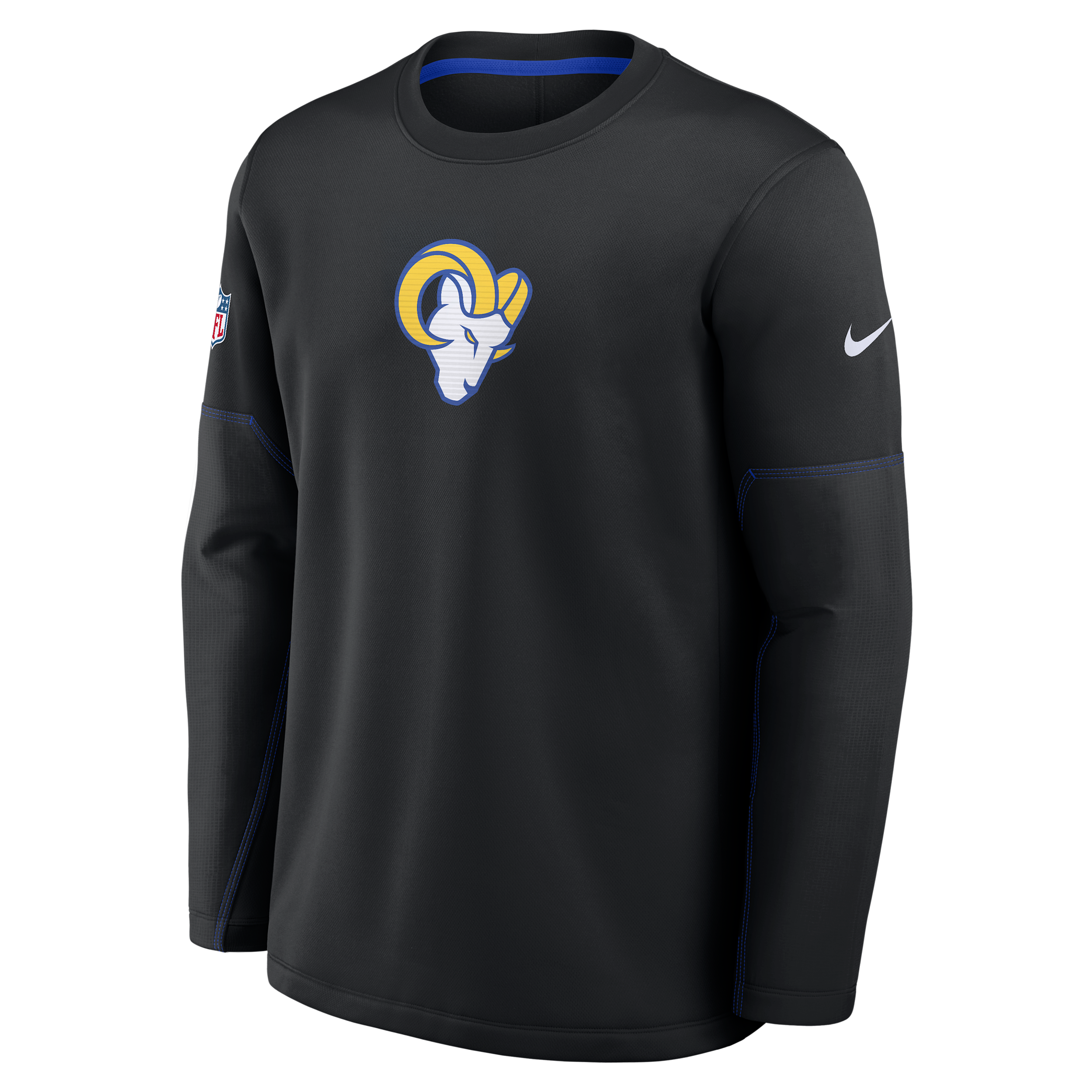 Los Angeles Rams Sideline Coaches Nike Men's Therma-FIT NFL Long-Sleeve T-Shirt in Black | 03BR01UE9X-MXW