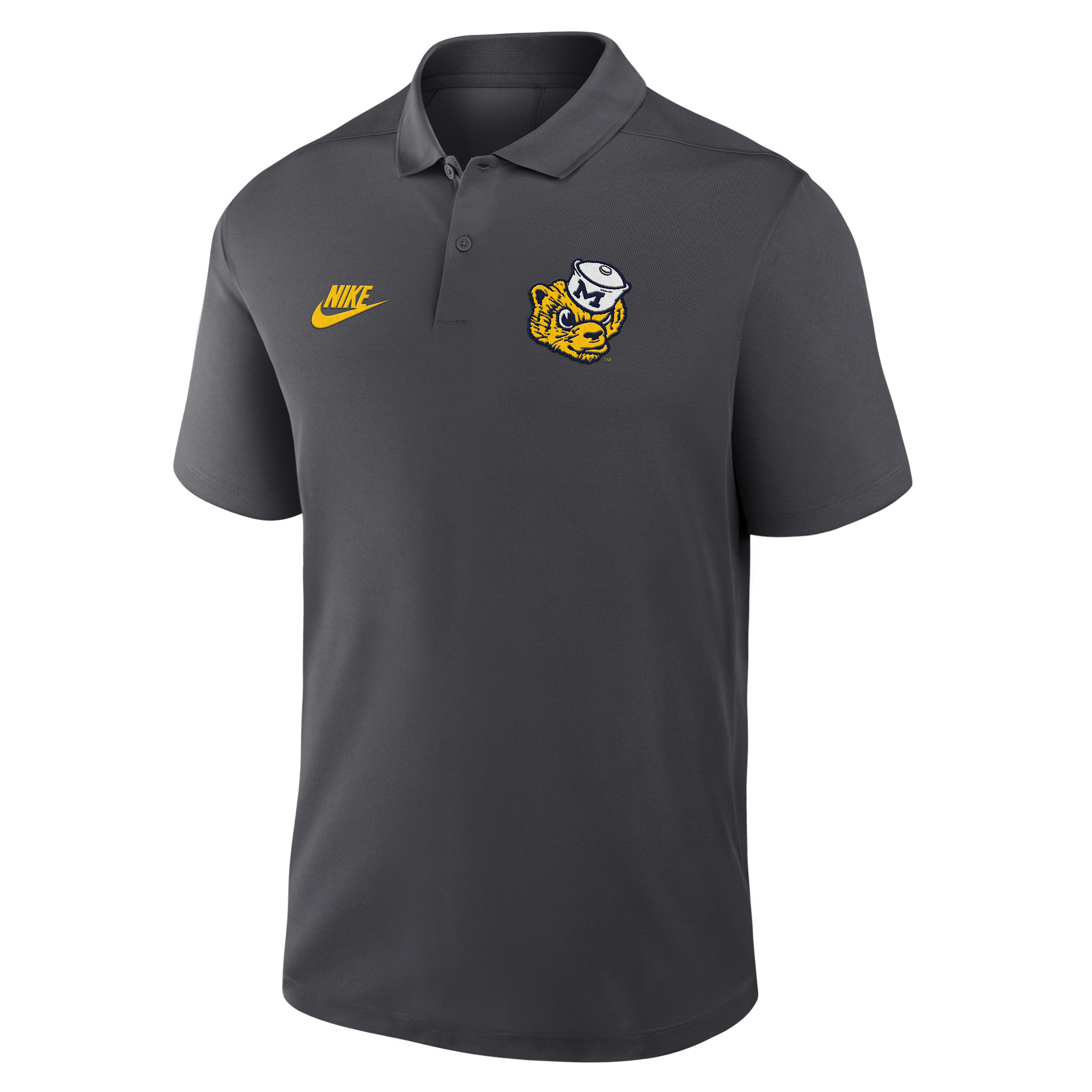 Nike Michigan Primetime Victory Legacy Vault Logo Men's Dri-fit College Polo In Gray