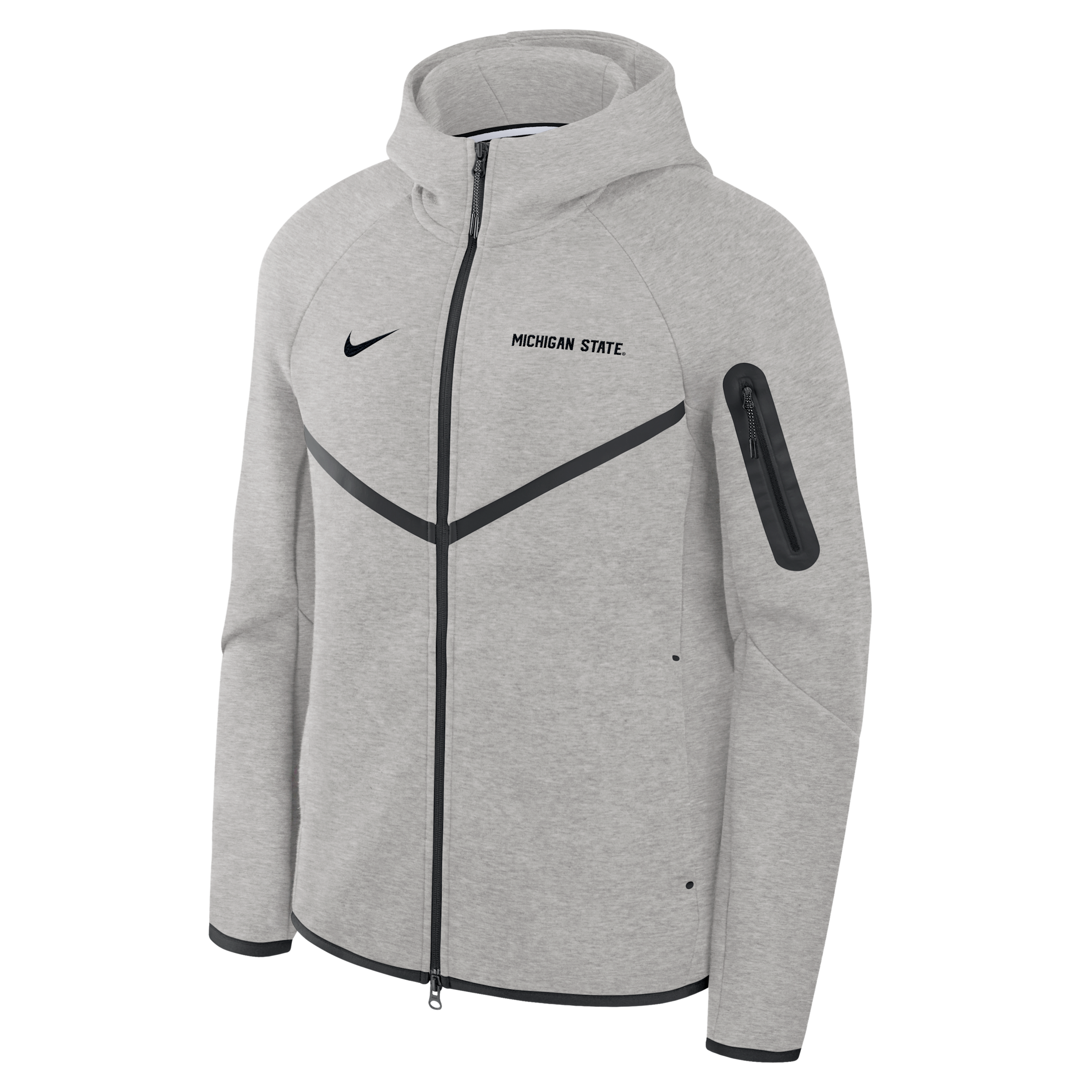 Michigan State Tech Fleece Nike Men's College Full-Zip Hooded Jacket in Grey | 05L4086NMST-8DL