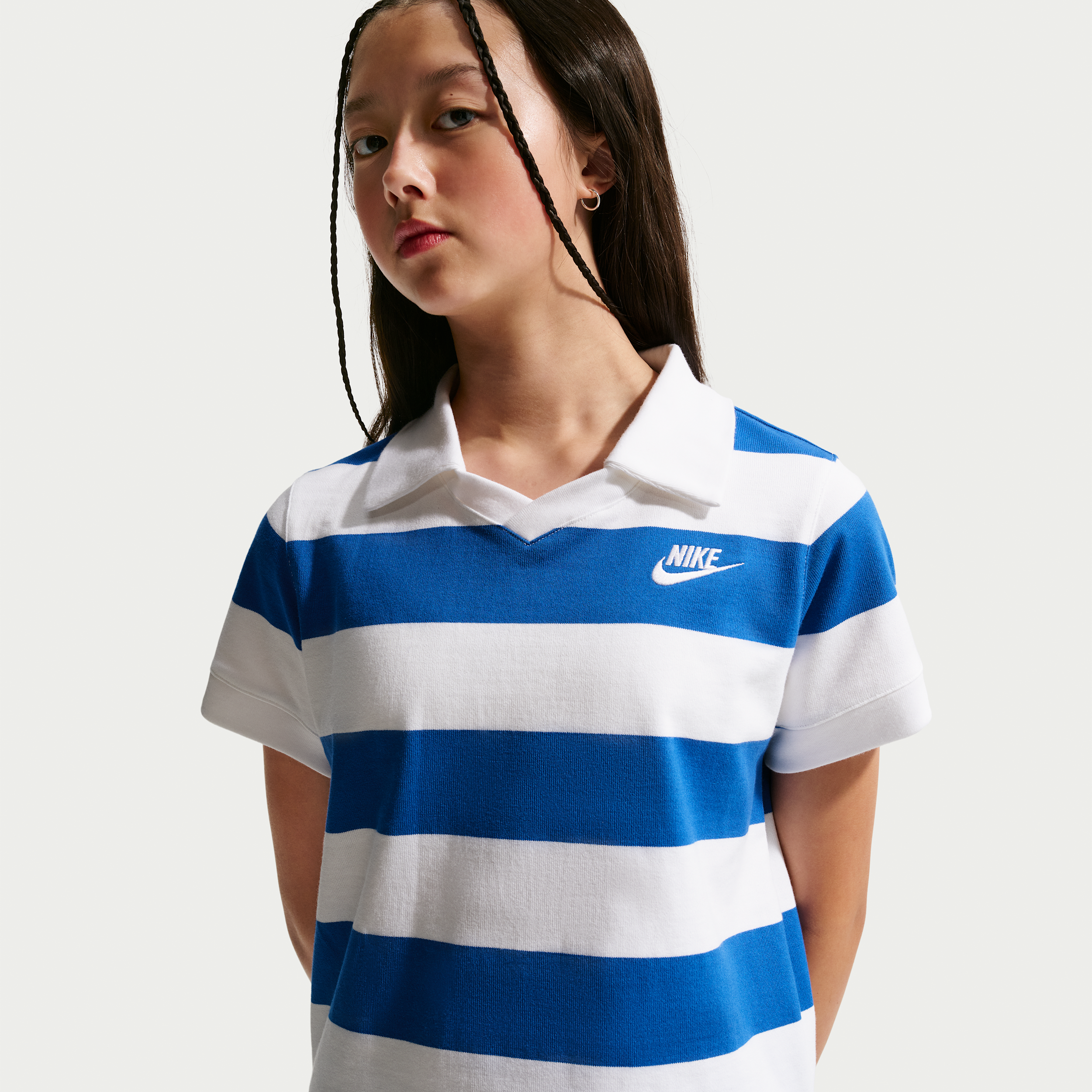 Nike Sportswear Big Kids' (Girls') Short-Sleeve Polo Top in Blue | IM4551-480