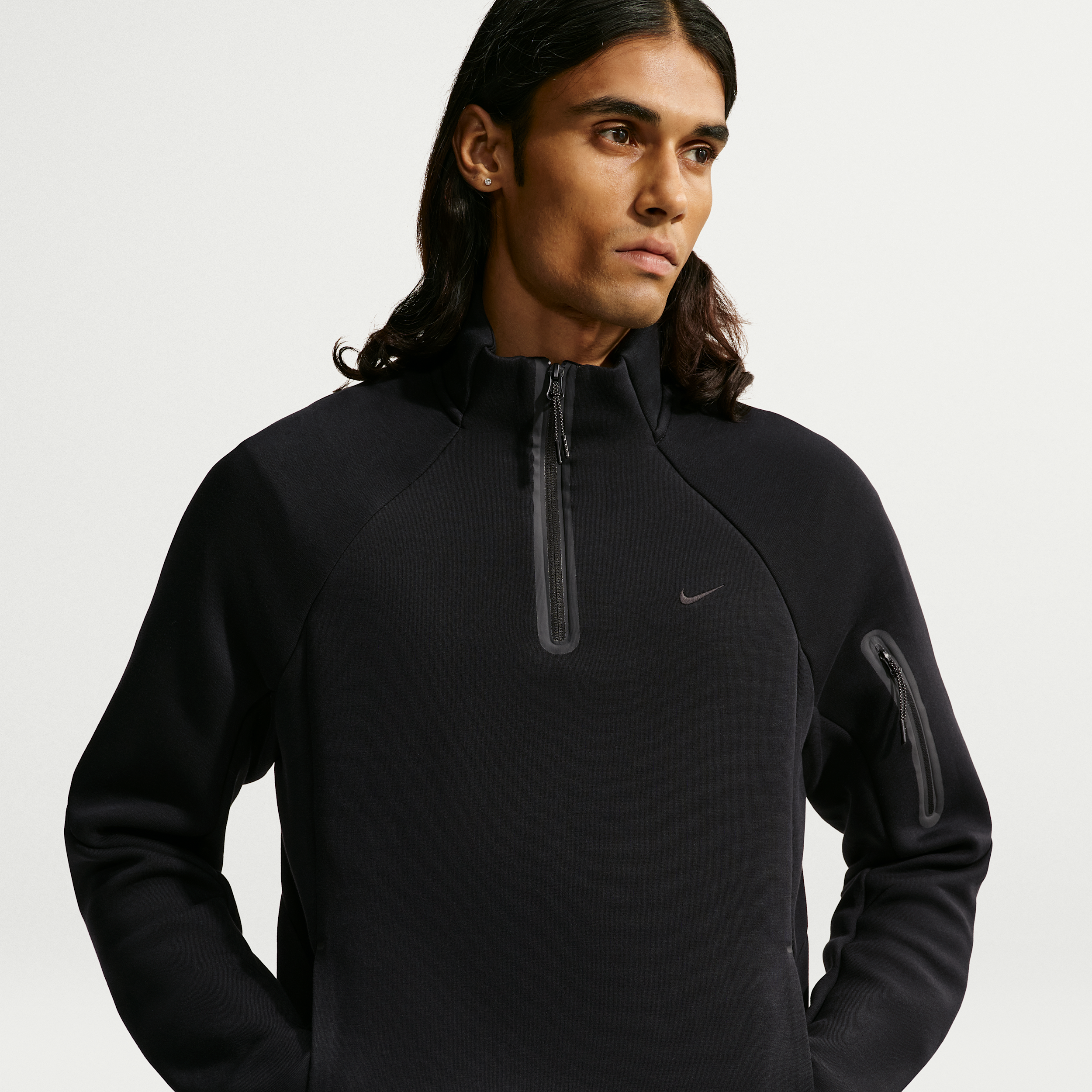 Nike Men's Tech Fleece Quarter-Zip Top in Black | IZ6621-010