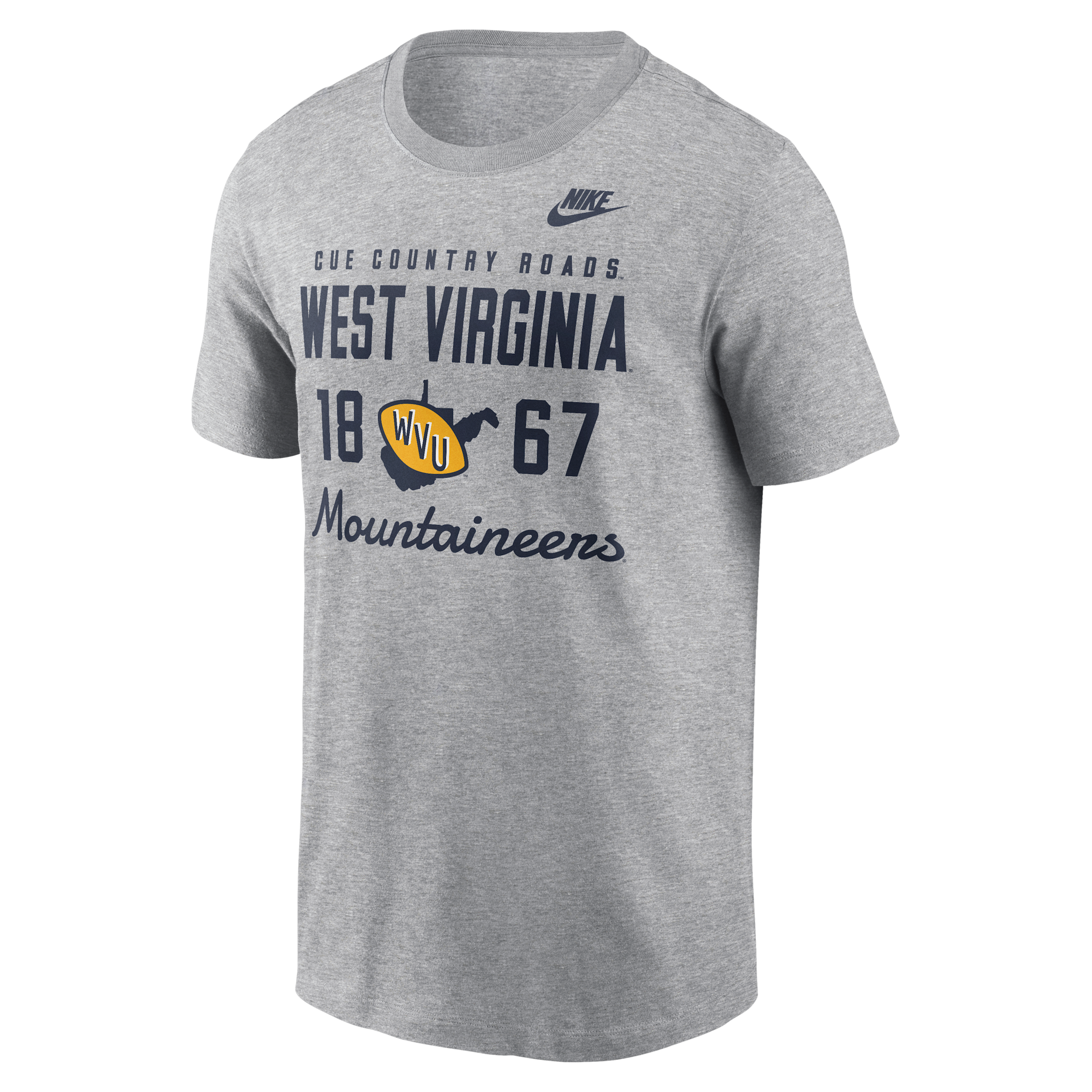 West Virginia Legacy Stacked Est Nike Men's College T-Shirt in Grey | N19906GWVV-AZ2