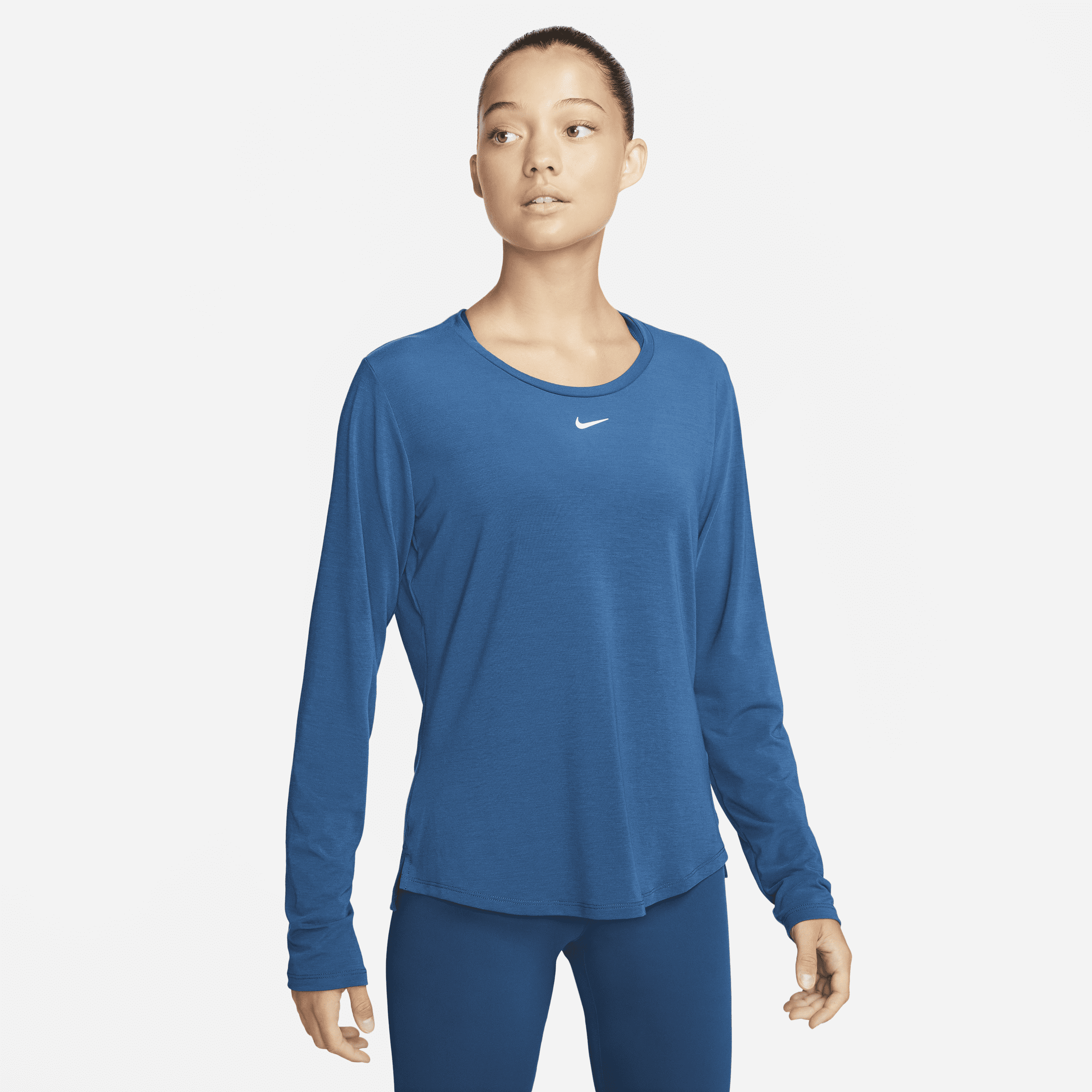 Nike Women's Dri-fit Uv One Luxe Standard Fit Long-sleeve Top In Blue ...