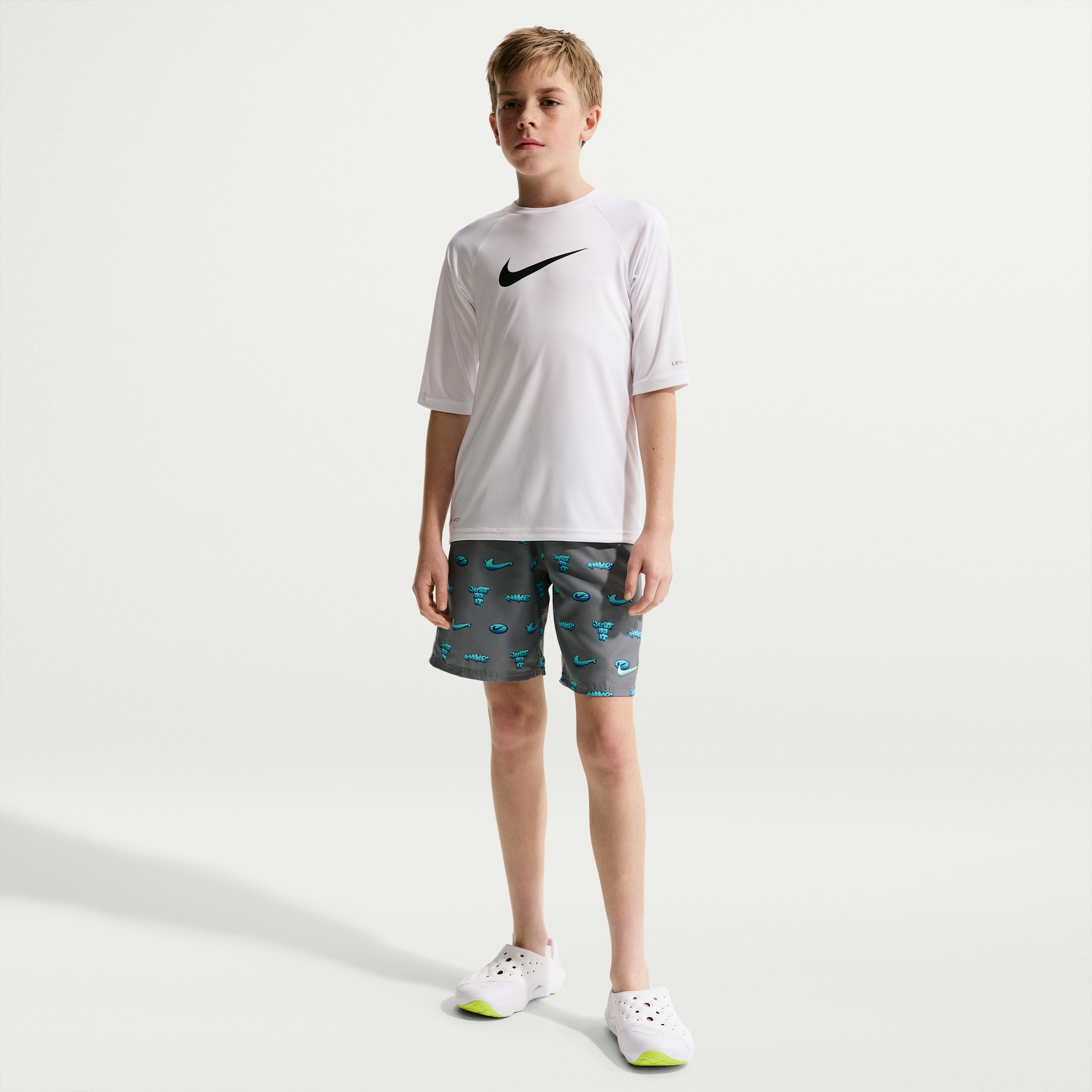 Nike Swim Breaker Big Kids' (Boys') 7" Brief-Lined Volley Short in Green | NESSG806-468