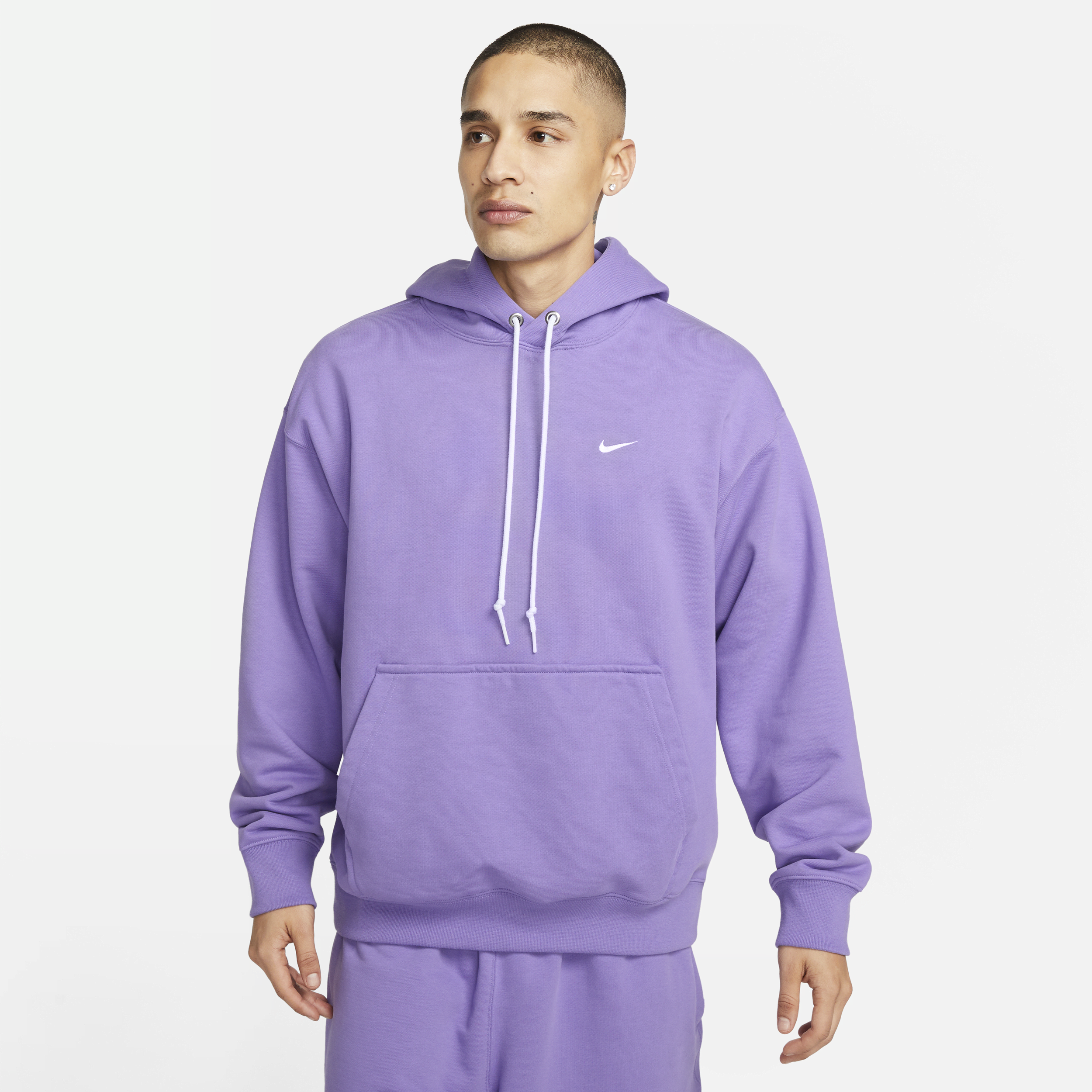 NIKE MEN'S SOLO SWOOSH FRENCH TERRY PULLOVER HOODIE,1009787187