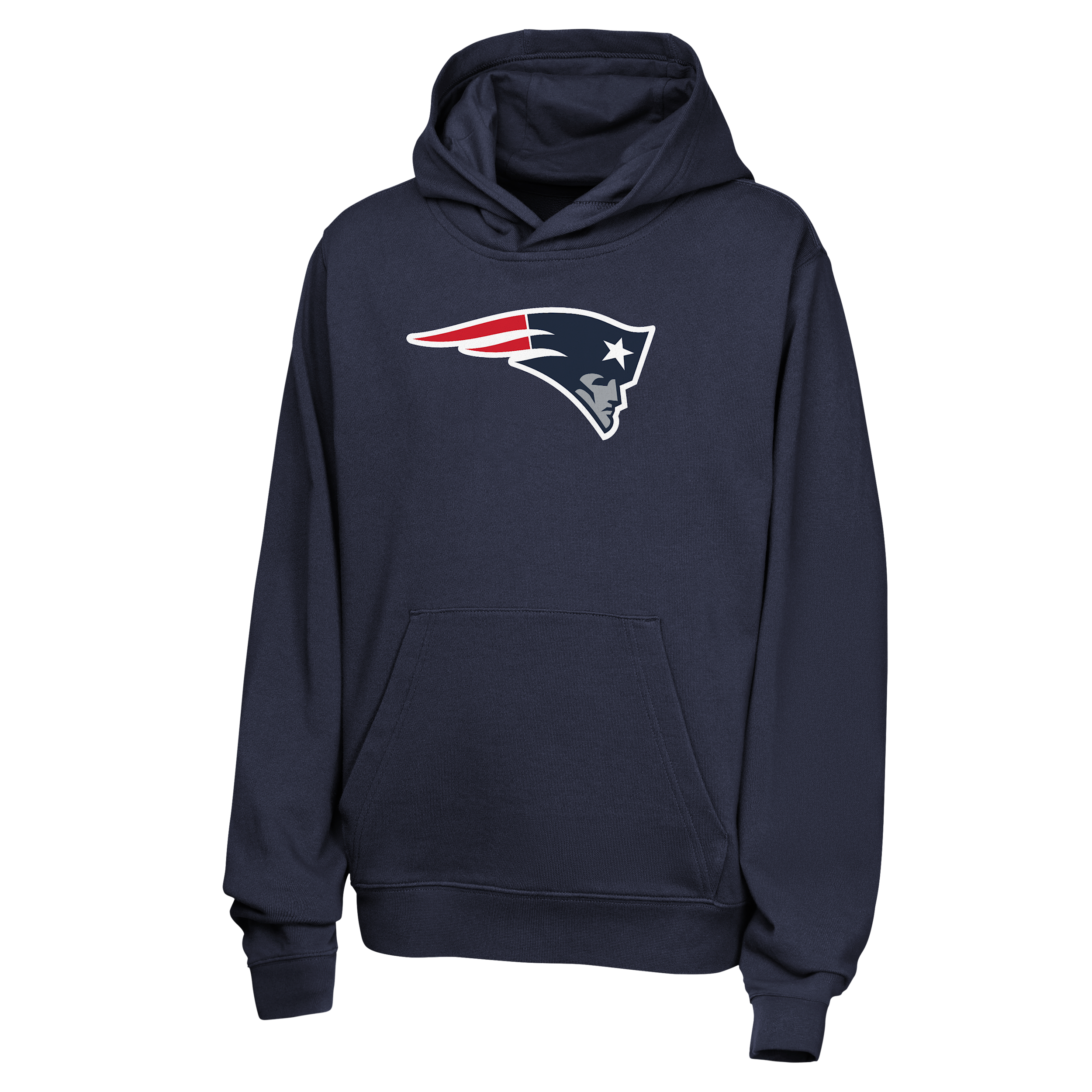 Nike Boys' and Girls' New England Patriots Drake Maye Club Fleece Brushed French-Terry Long-Sleeve Hoodie - Navy