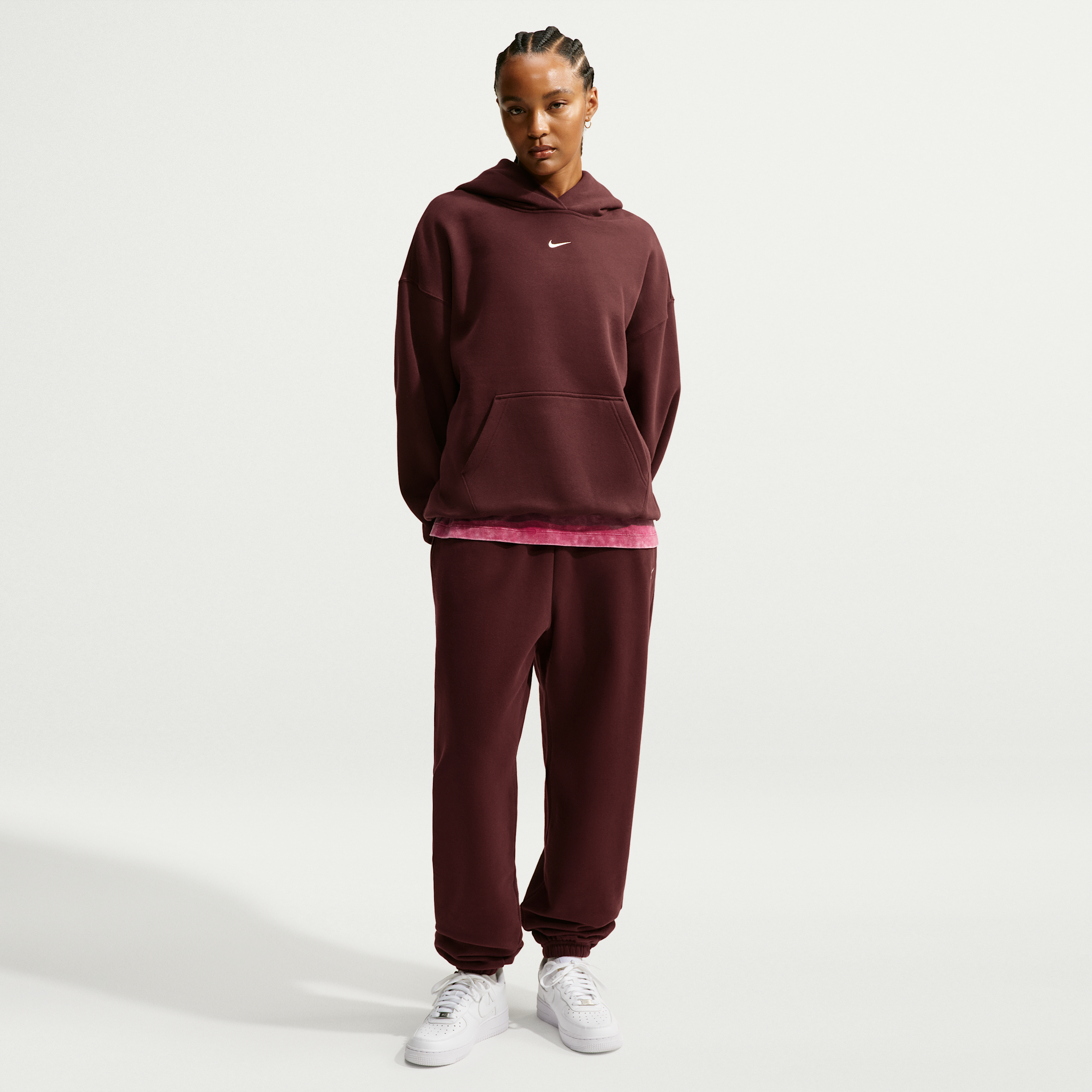Nike Women's Studio Fleece Medium Weight High-Rise Oversized Cuffed Pants in Purple | IM8074-658