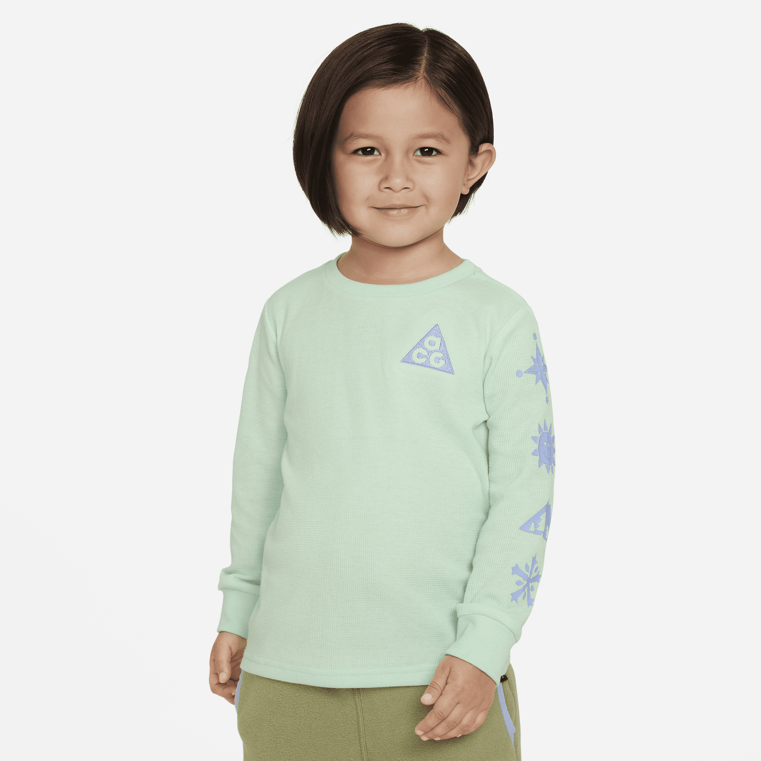 Nike Babies' Acg Dri-fit Long Sleeve Waffle Thermal Tee Toddler Long Sleeve T-shirt In Green