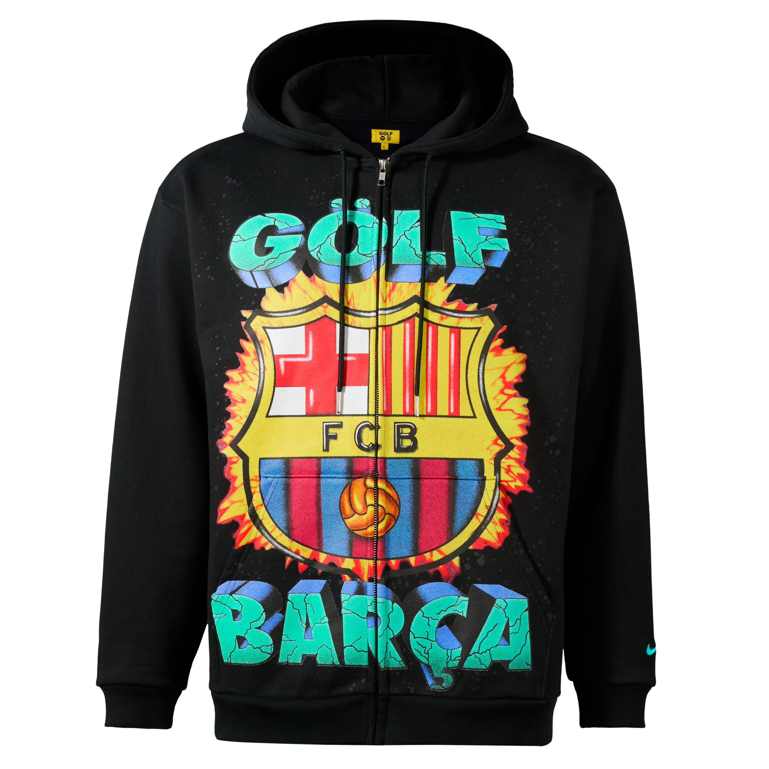 FC Barcelona x GOLF WANG Nike Men's Soccer Full-Zip Hoodie in Black | JU6796-010
