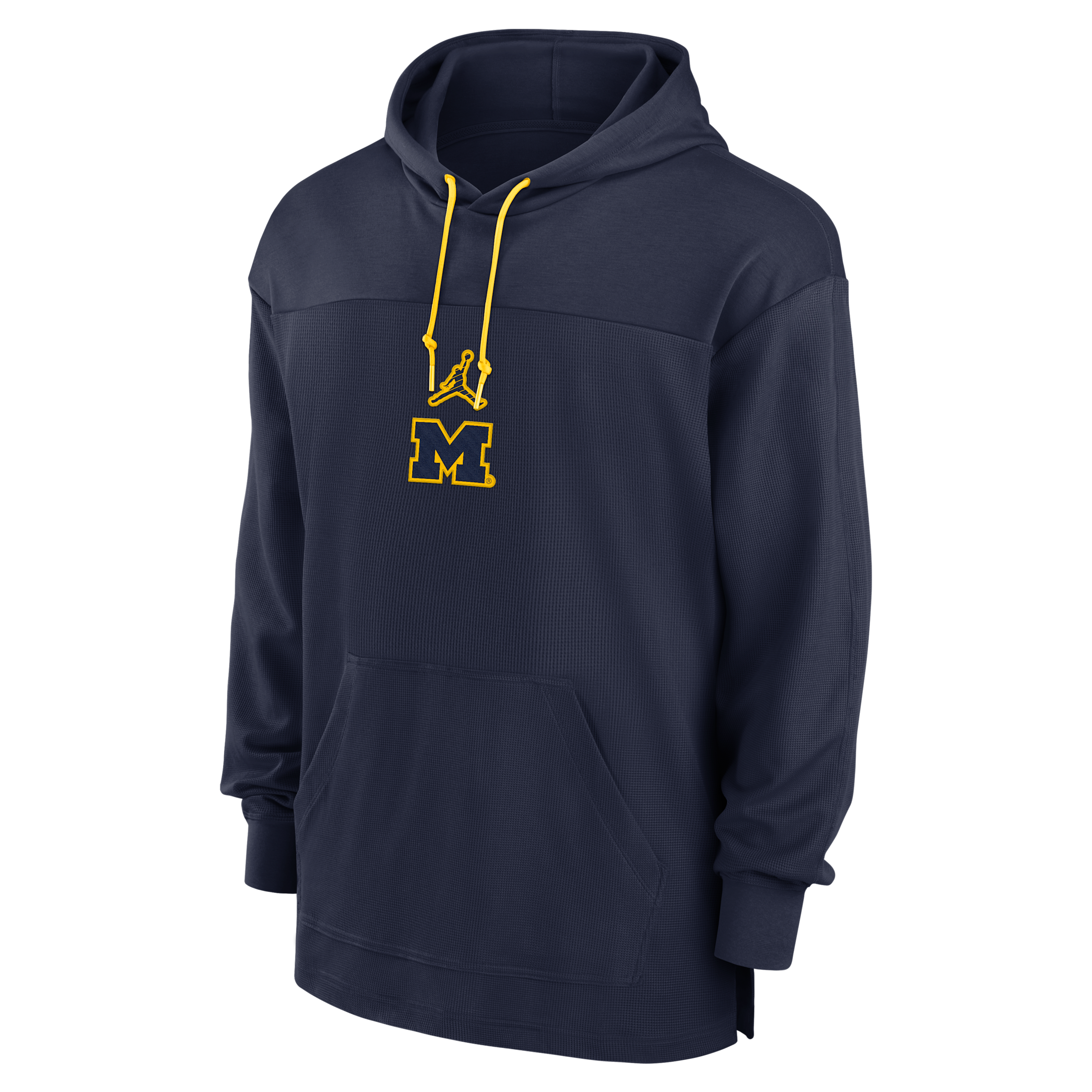 Men's Michigan Wolverines Sideline Jersey Jordan Dri-FIT College Pullover Hoodie in Blue | 02FICNAMMWN-X7R