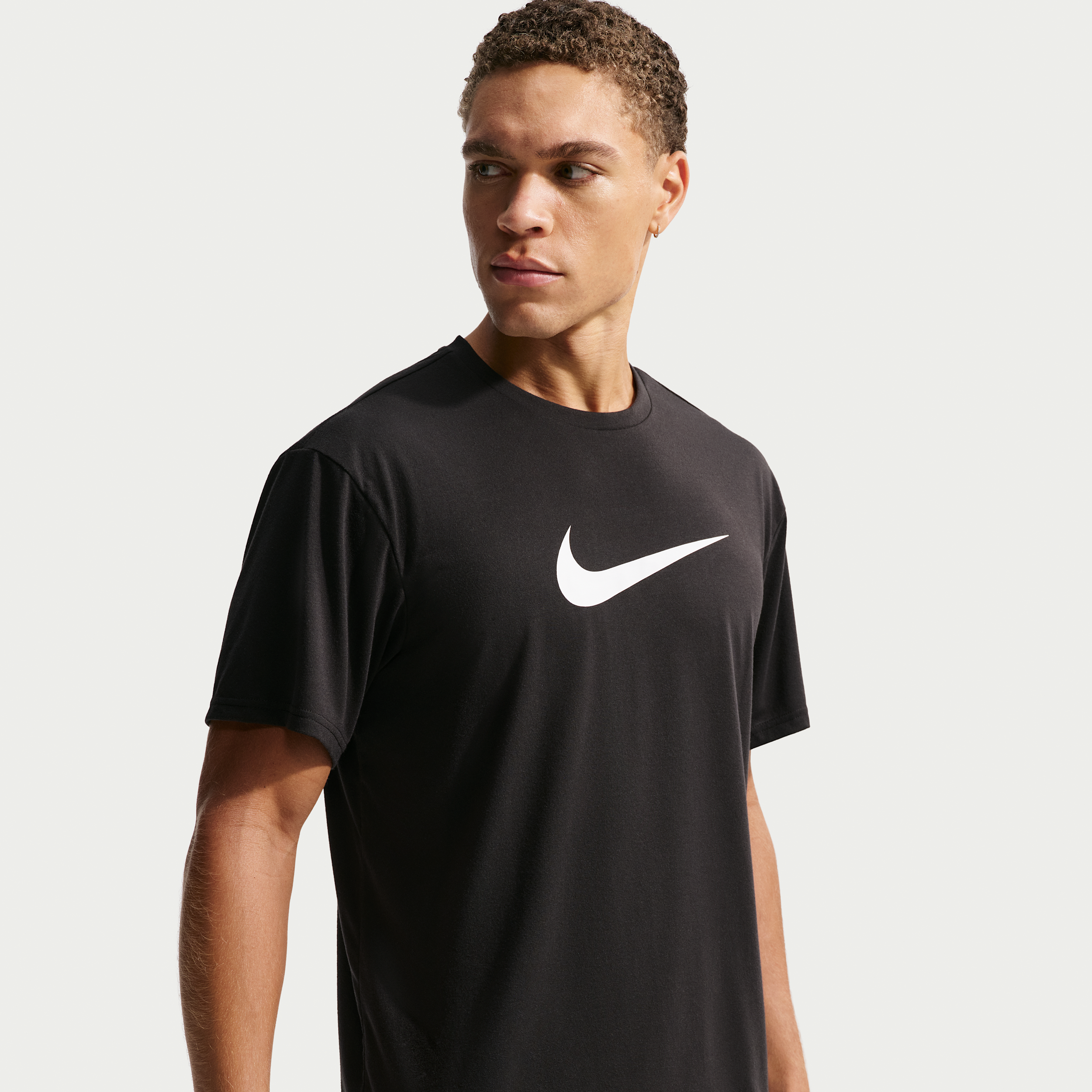 Nike Men's Swim Hydroguard Dri-FIT UV Short Sleeve Top in Black | NESSG523-001