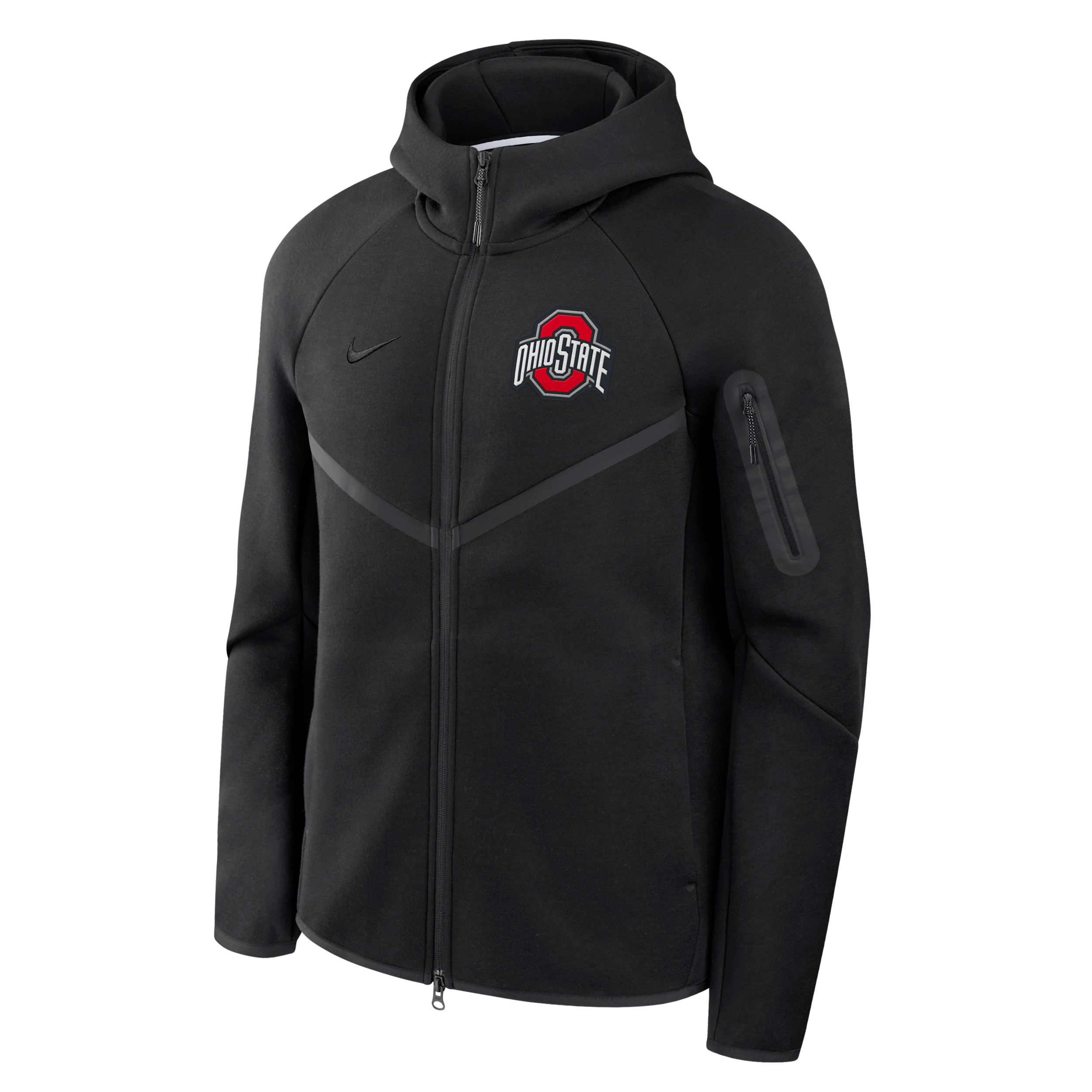 Ohio State Tech Fleece Windrunner Nike Men's College Full-Zip Hooded Jacket in Black | 05L4912ZOH-6DU