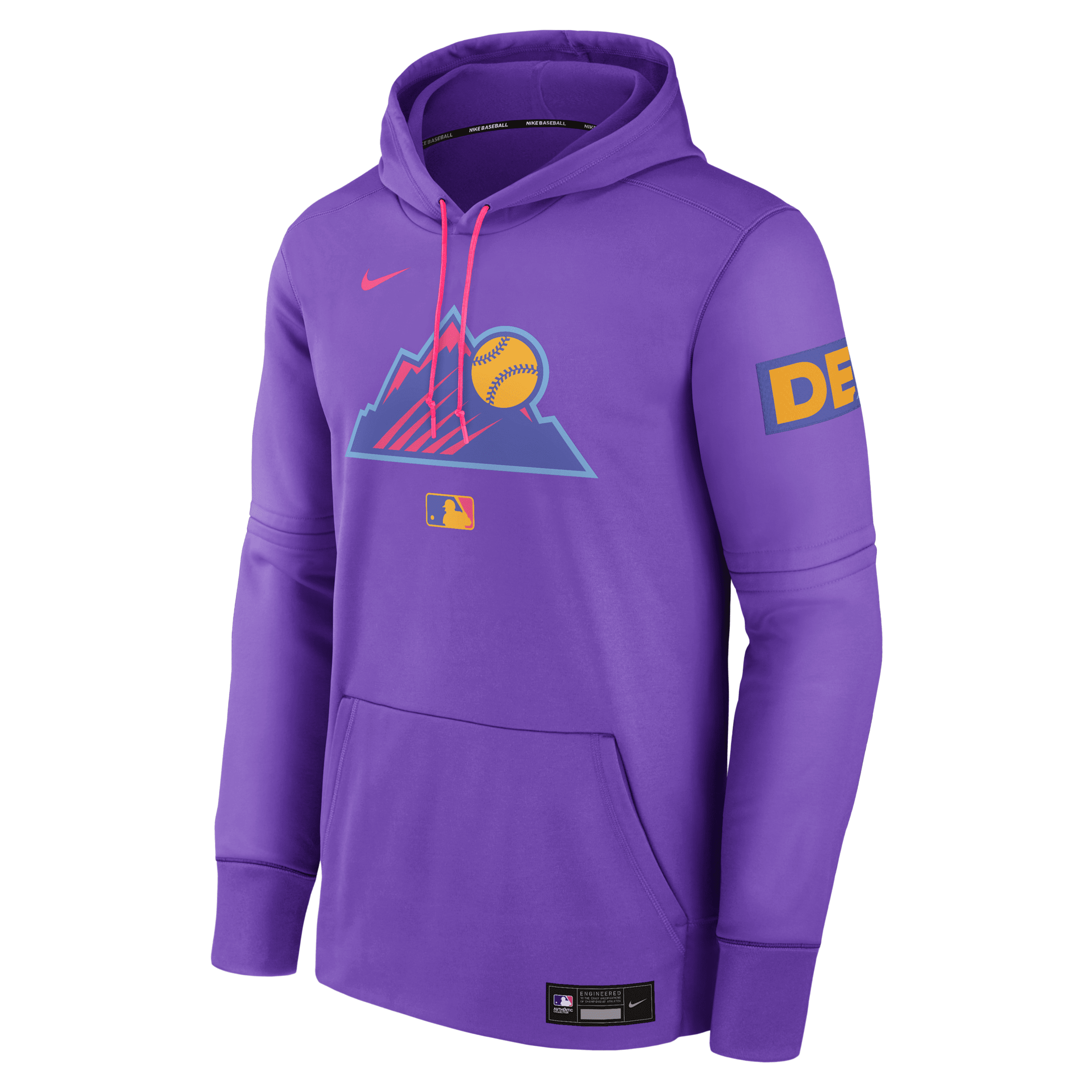 Nike Men's Colorado Rockies Authentic Collection City Connect  Therma Mlb Pullover Hoodie In Purple