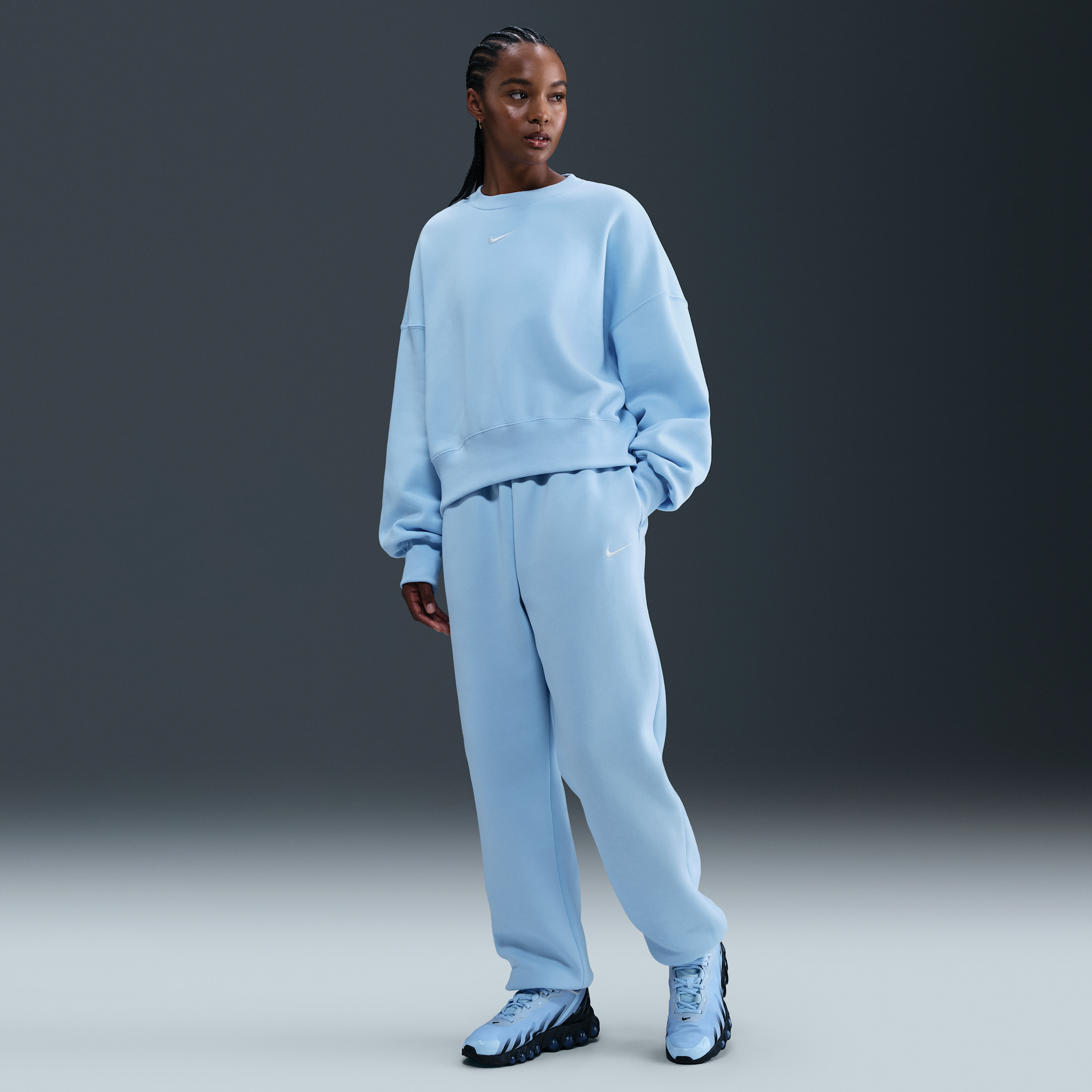 Women's Nike Sportswear Phoenix Fleece High-Waisted Oversized Sweatpants in Blue | FZ5996-441