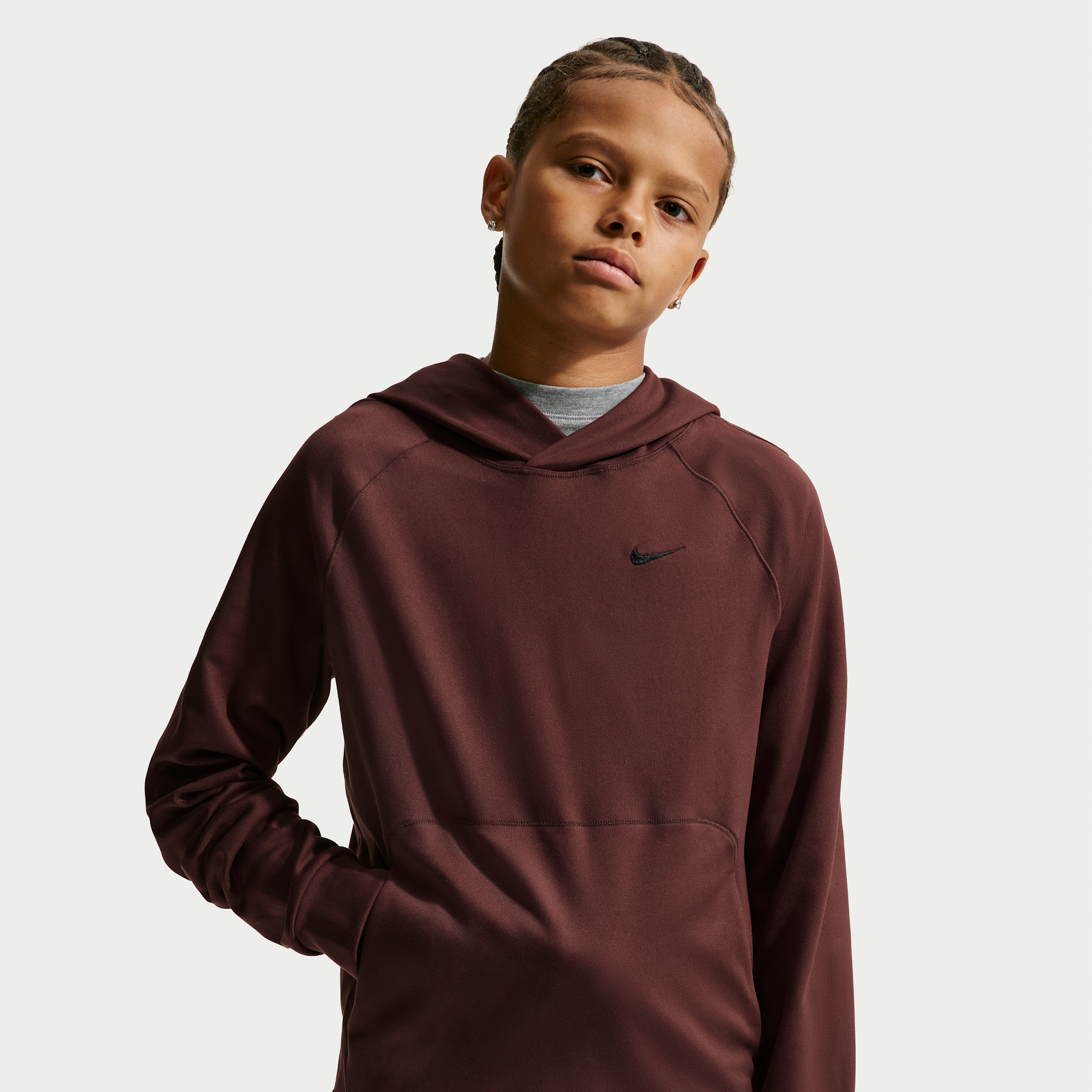 Nike Primary Nanoknit Big Kids' (Boys') Dri-FIT UV Protection Pullover Hoodie in Purple | IU3220-658