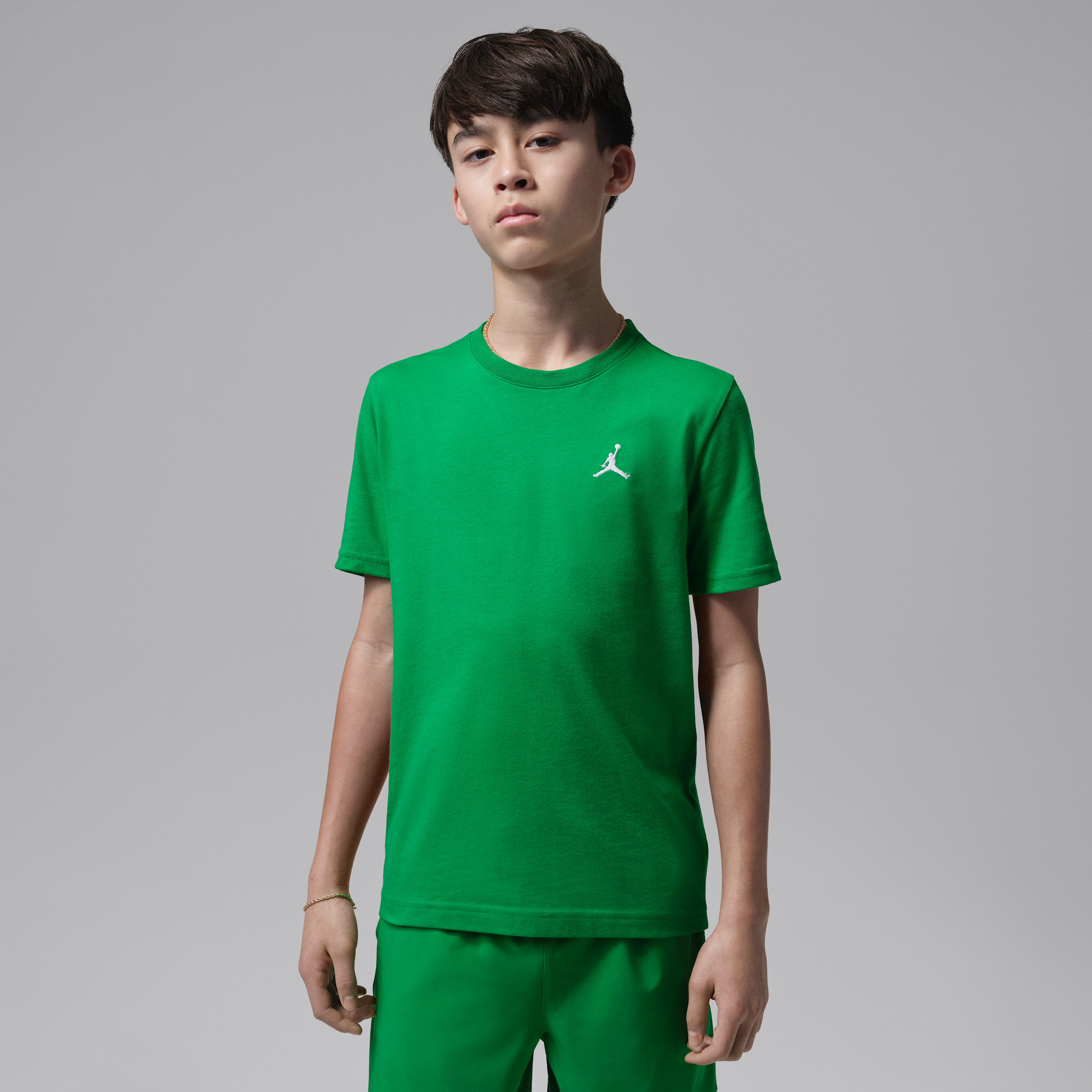 Jordan Big Kids' Jumpman Air Embroidered T-Shirt in Green | 95D266-F4F