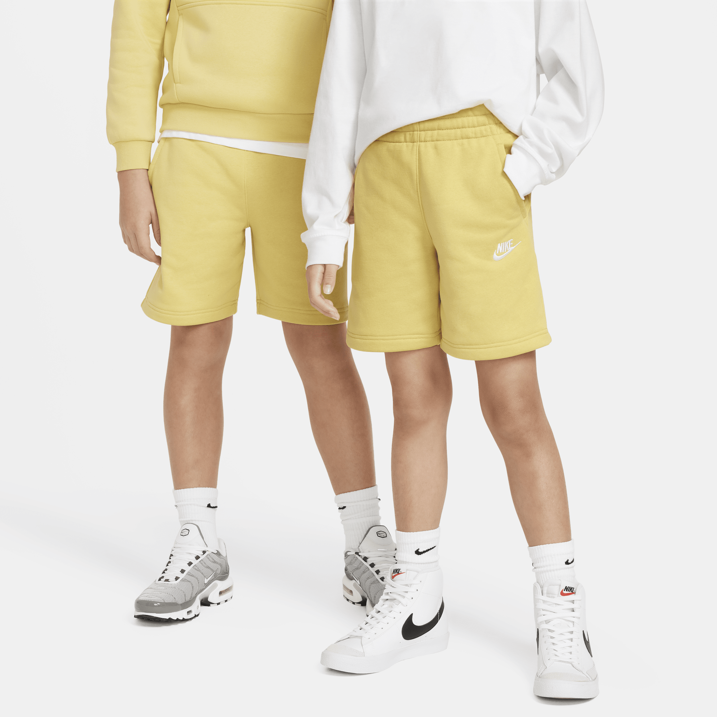 Nike Sportswear Club Fleece Big Kids' French Terry Shorts In Yellow