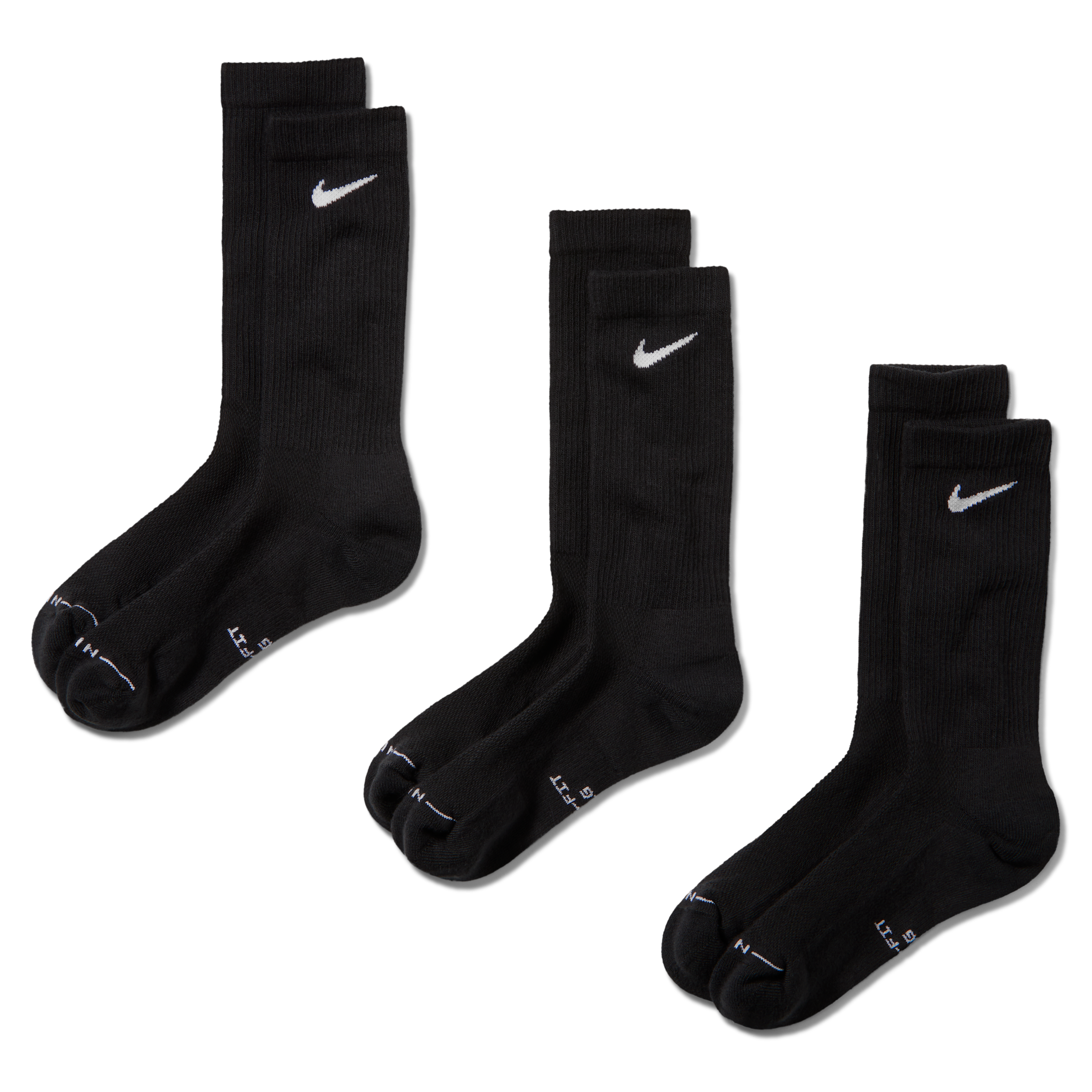 Nike Unisex Everyday Elevated Crew Socks (3 Pairs) in Black | HQ4335-902