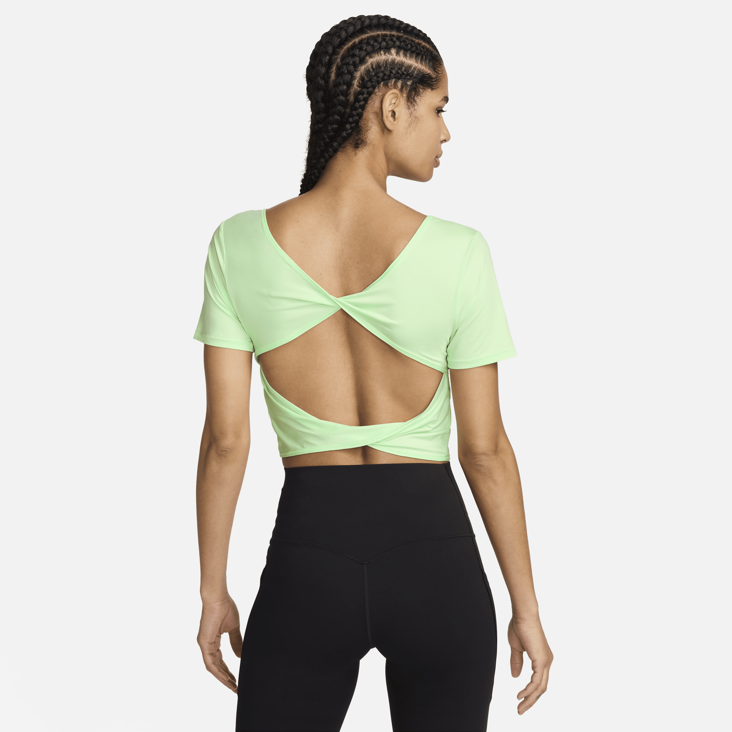 Shop Nike Women's One Classic Dri-fit Short-sleeve Cropped Twist Top In Green