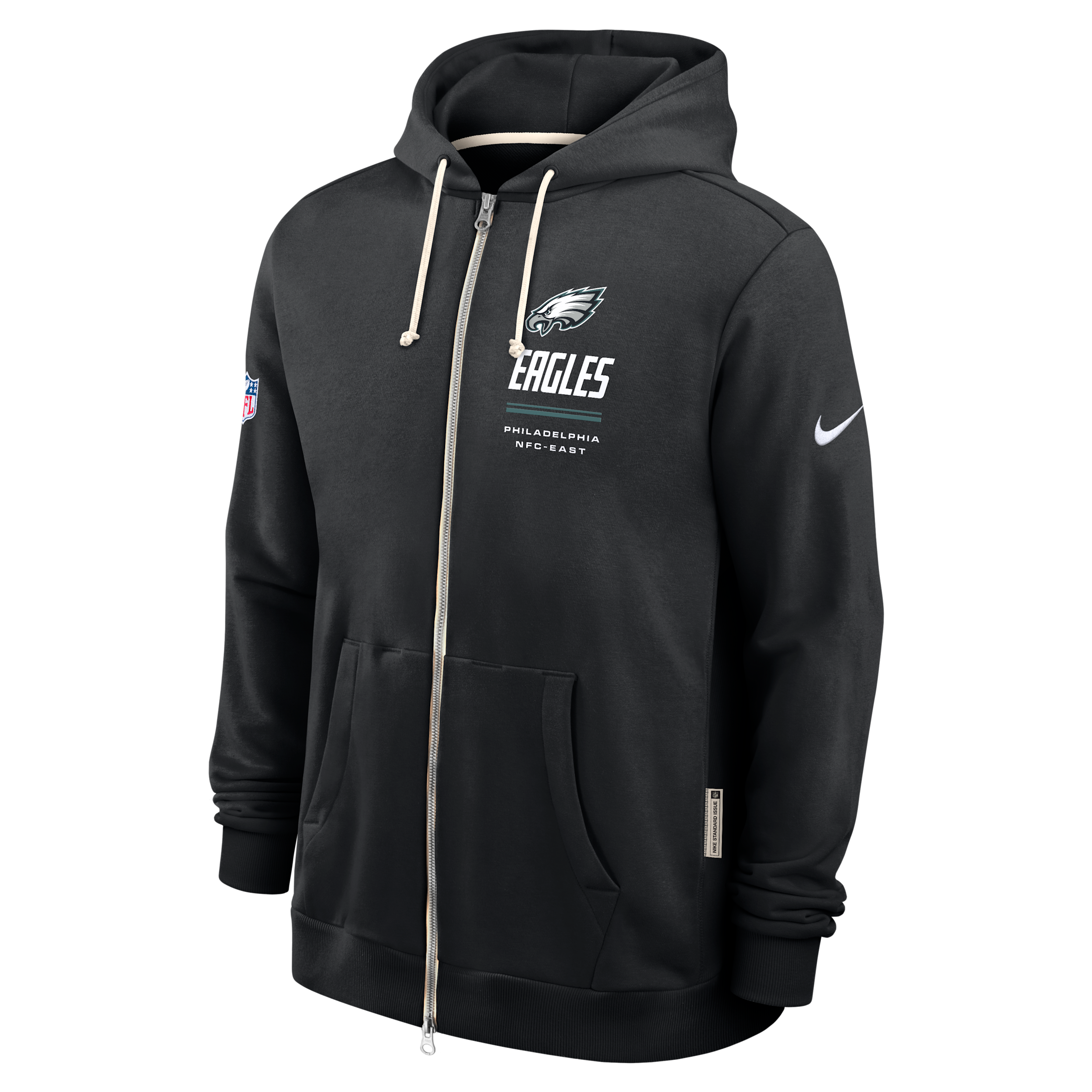 Philadelphia Eagles Sideline Standard Issue Nike Men's Dri-FIT NFL Full-Zip Hoodie in Black | 03AV00A86-JK9