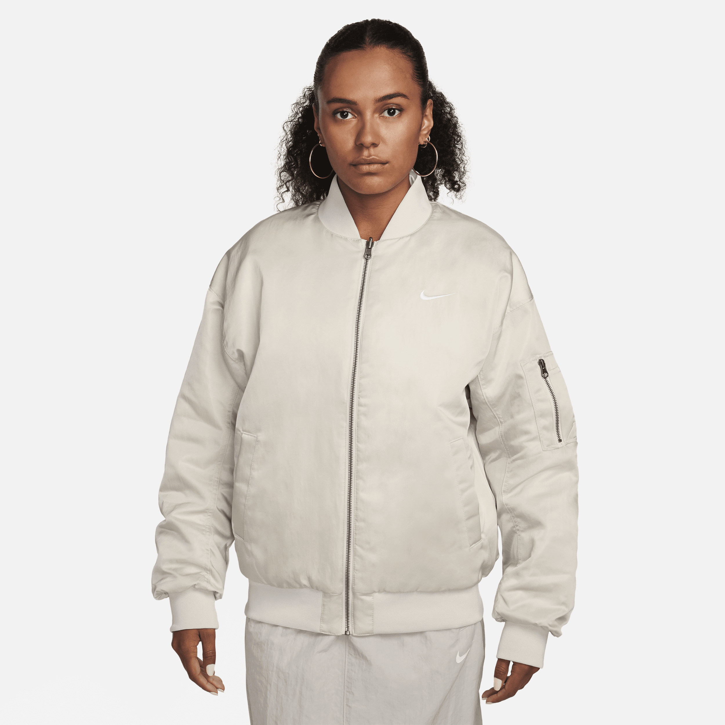 Shop Nike Women's  Sportswear Reversible Varsity Bomber Jacket In Brown