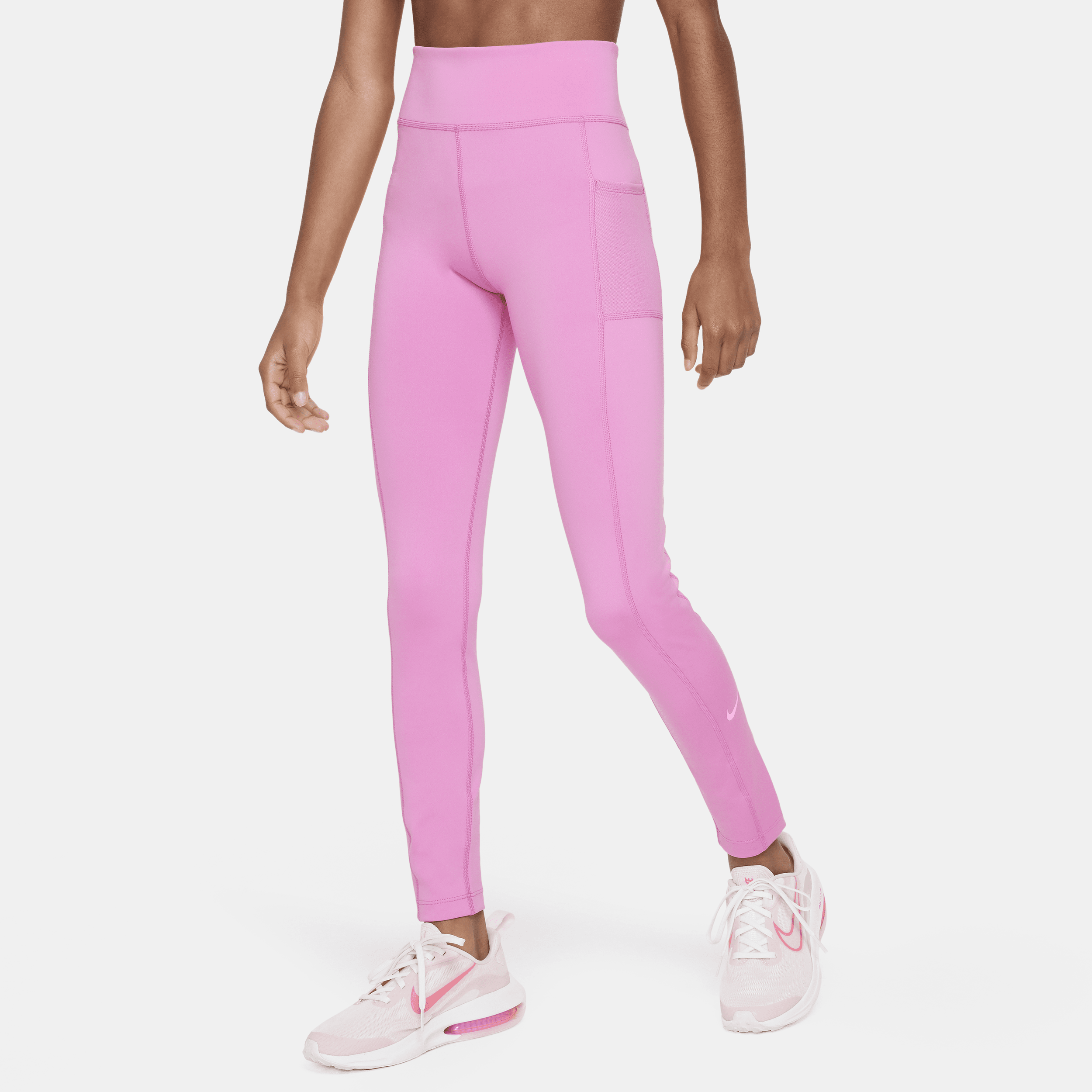 Shop Nike Dri-fit One Big Kids' (girls') Leggings With Pockets In Red